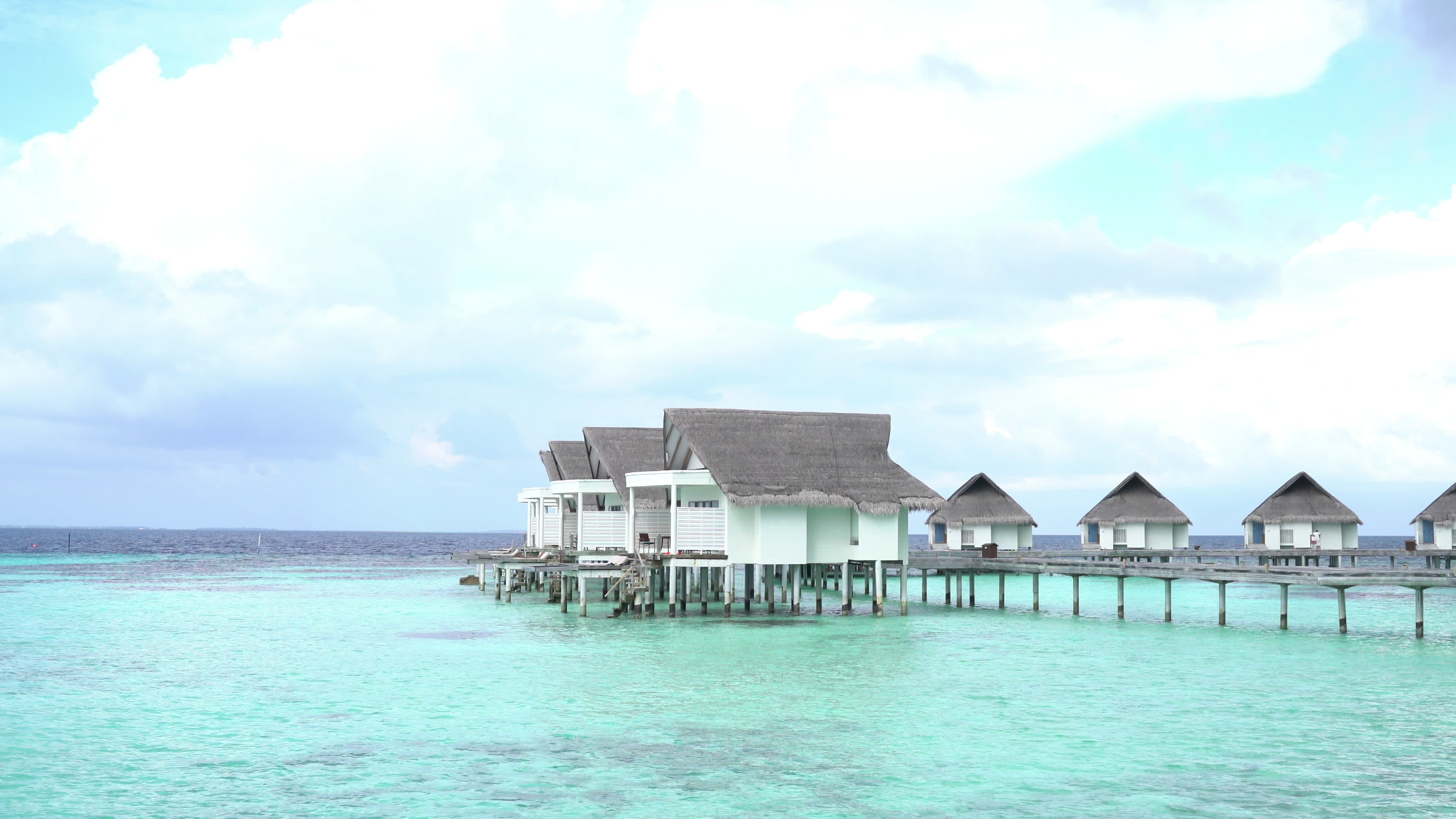 Tropical beach, Bungalow in maldives, Seafront getaway, Serene paradise, 3840x2160 4K Desktop