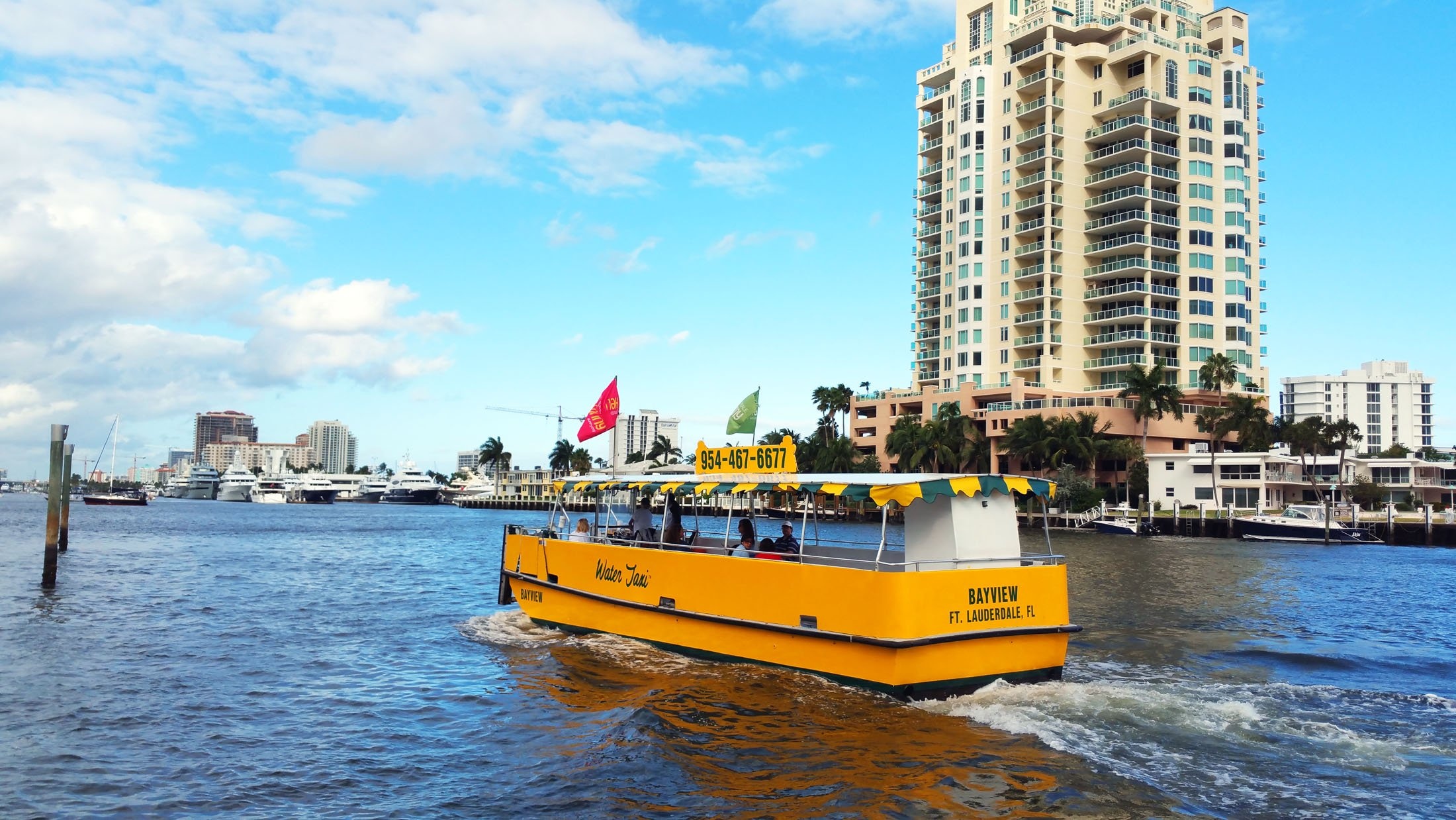 Water taxis, Fort Lauderdale, Art rum scenery, South Florida, 2200x1240 HD Desktop