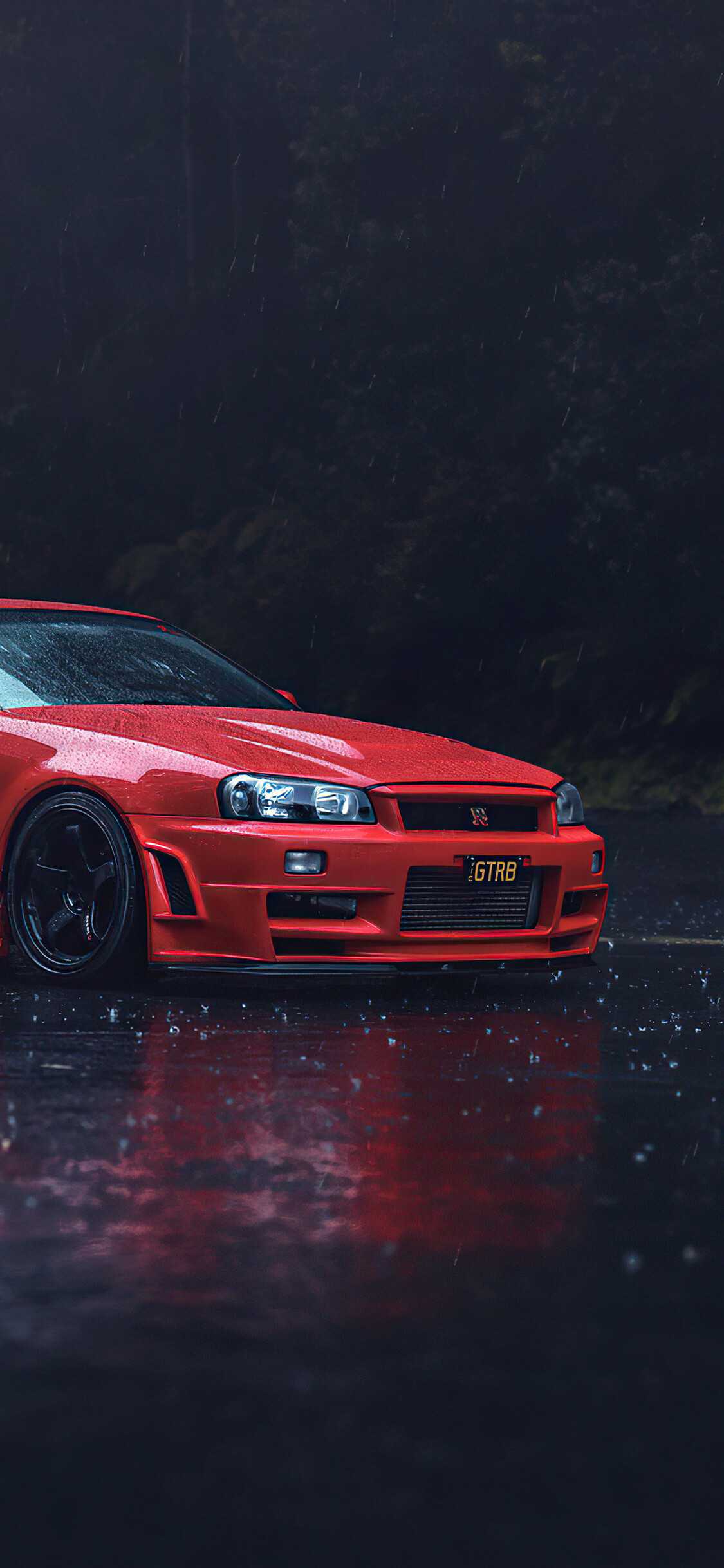 Red Nissan Skyline, Bold and fiery, Iconic design, Turn heads wherever you go, 1130x2440 HD Phone