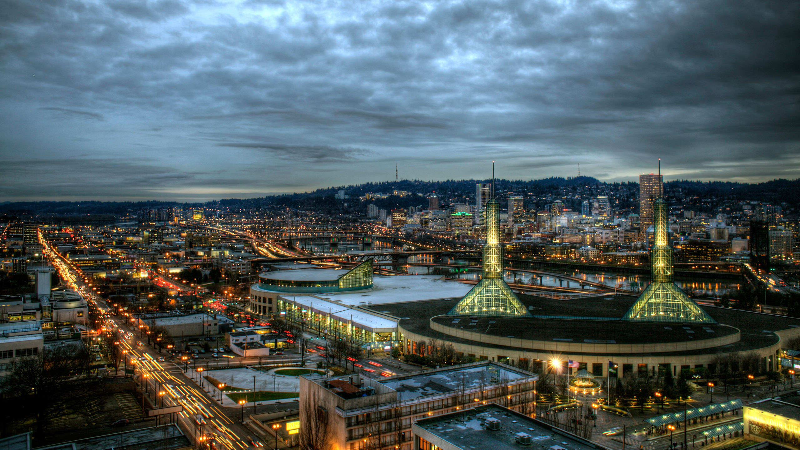 Free download Portland skyline, Night wallpaper, Mobile, 2560x1440 HD Desktop