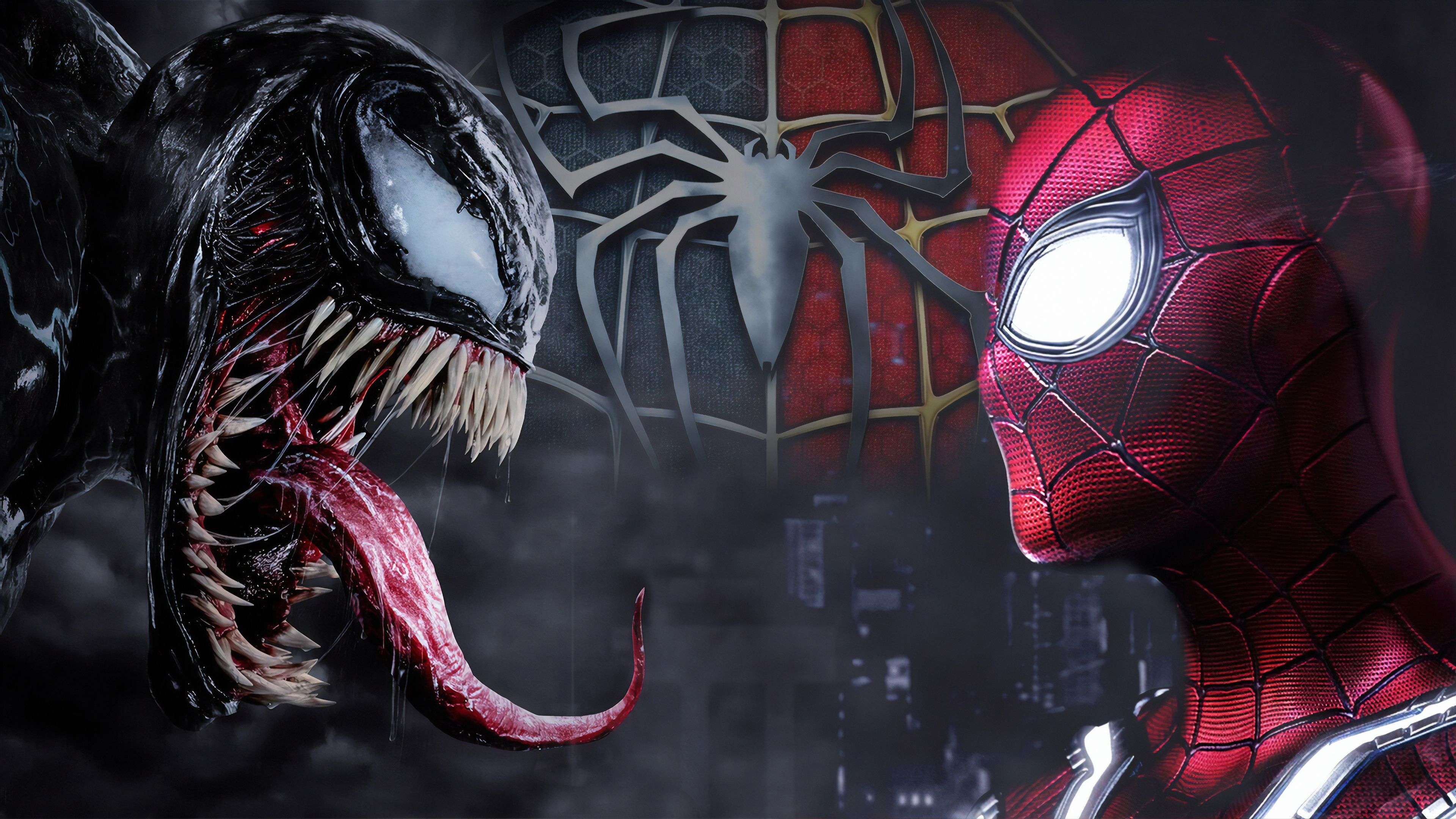 Venom, Spider-Man, Spider-Man spider emblem, 4K Desktop wallpaper