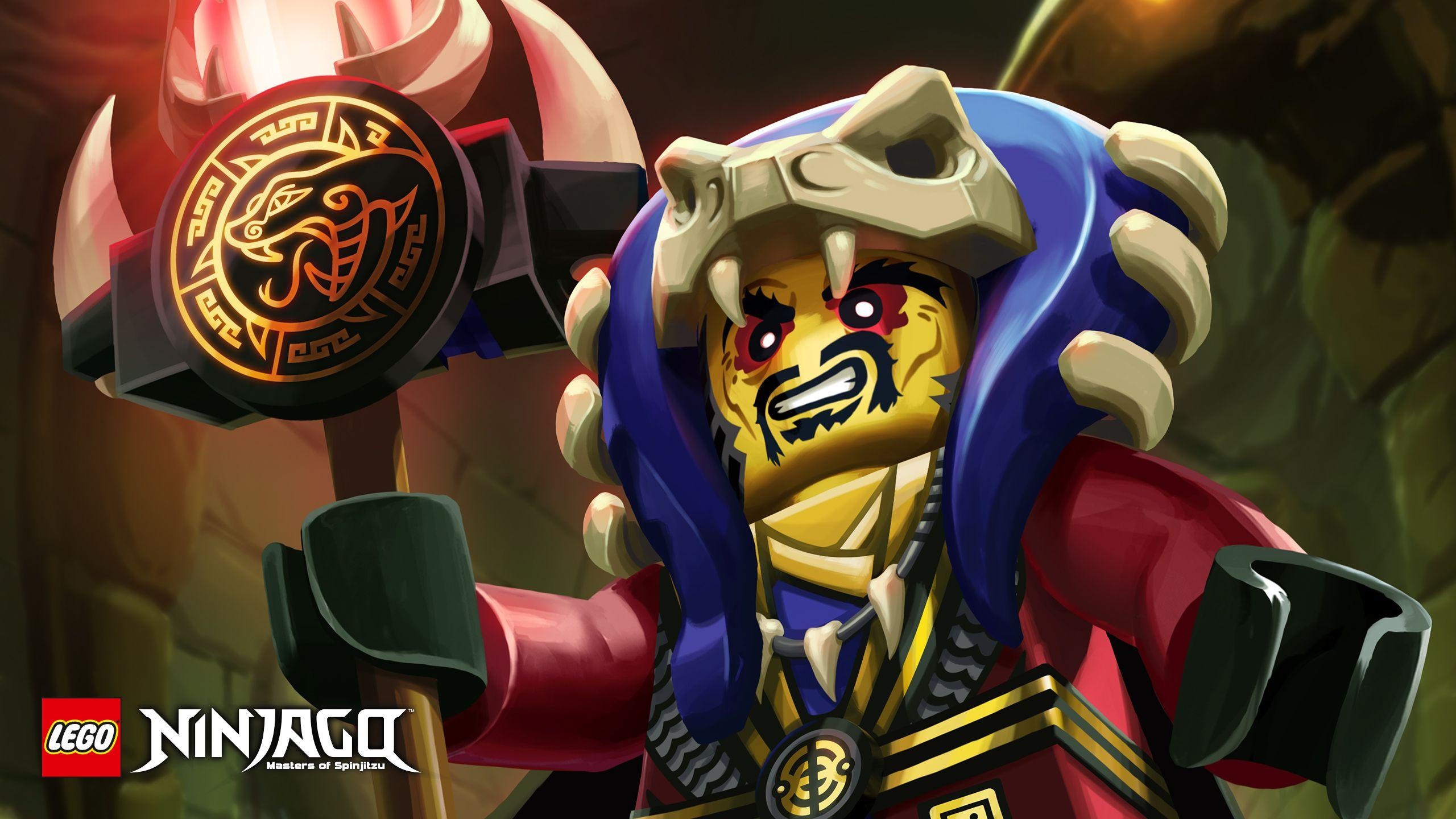 Anacondrai cultist warrior, Serpent-crest war hammer, Ninjago: Masters of Spinjitzu logo, HD Desktop wallpaper