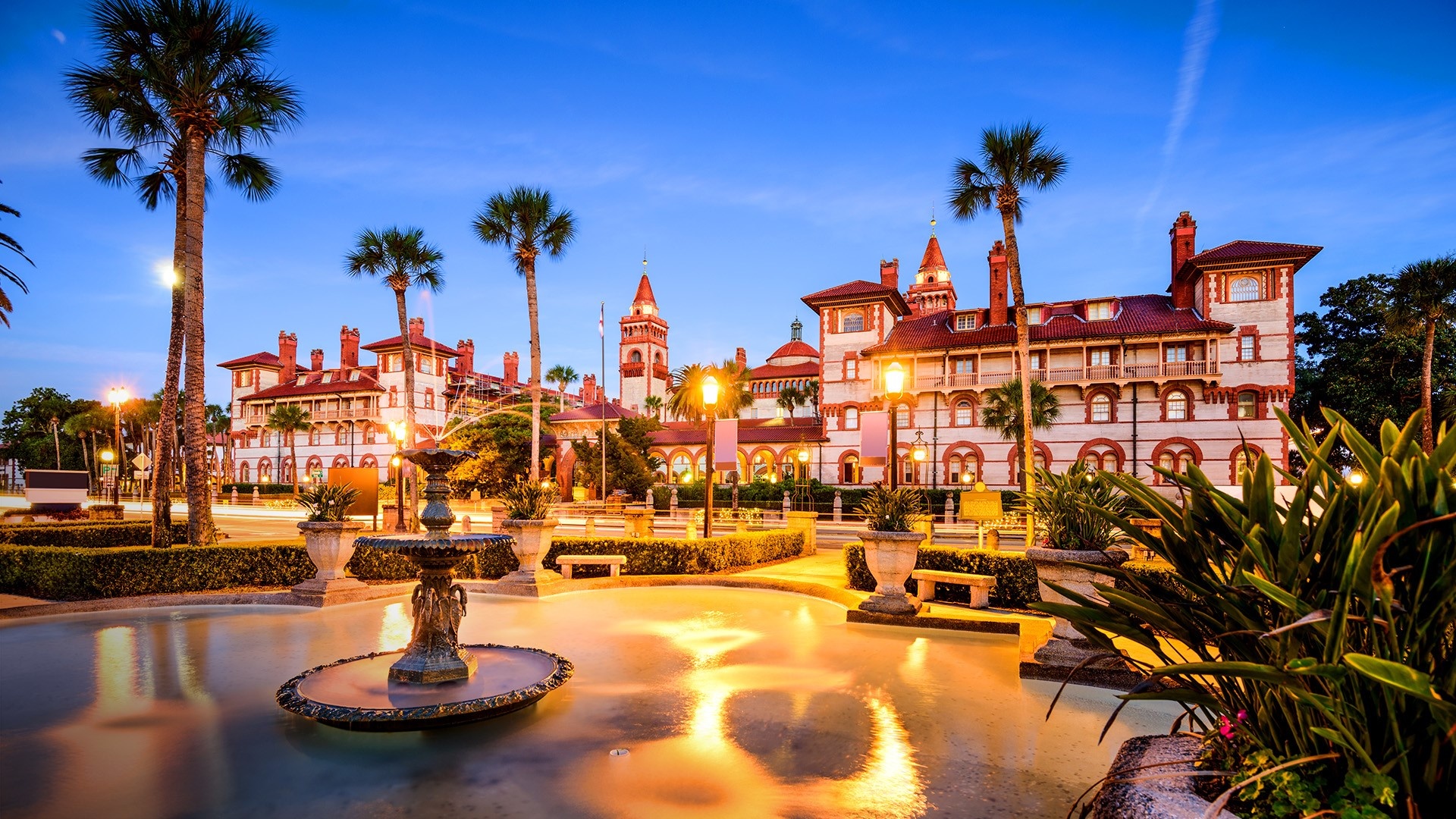 Townscape at Alcazar courtyard, St. Augustine, Florida, 1920x1080 Full HD Desktop