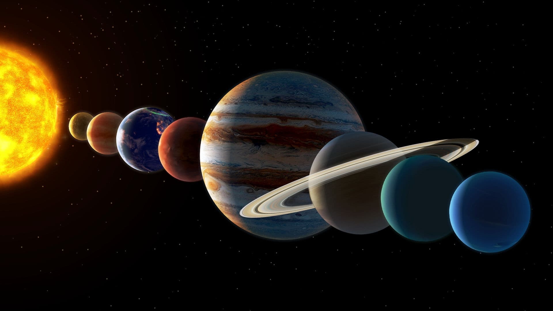 9 Planets, Unique celestial alignment, Planet parade, Stellar spectacle, 1920x1080 Full HD Desktop