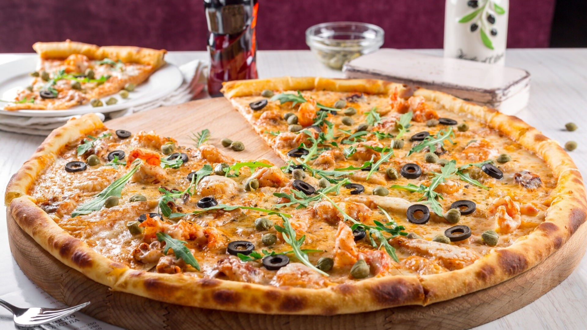 Shrimp pizza, Irresistible flavors, Seafood delight, Tempting treat, 1920x1080 Full HD Desktop