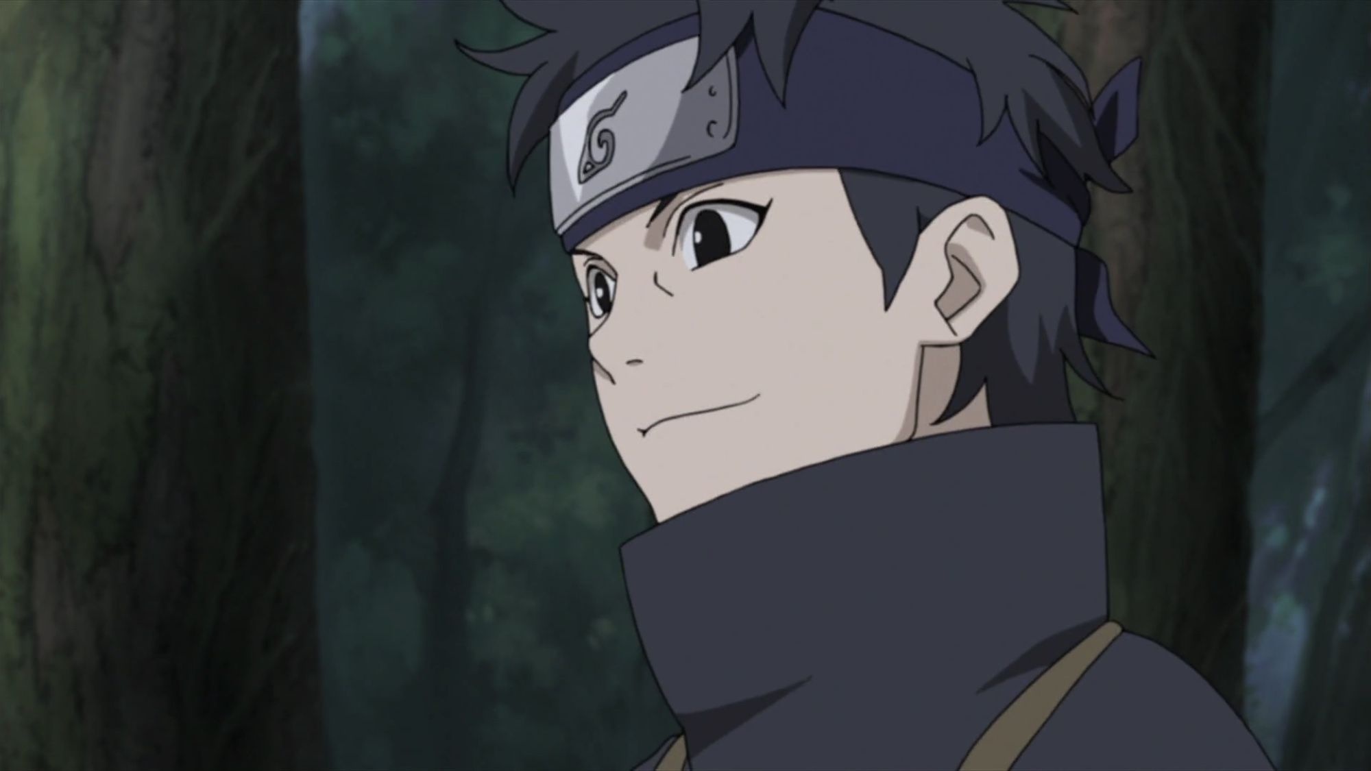 Shisui Uchiha, Konohagakure forehead protector, dark forest trees, HD Desktop wallpaper