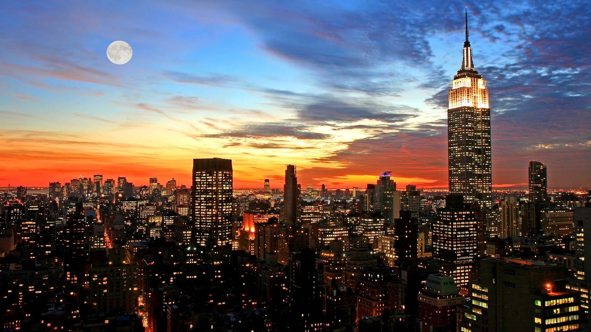 Manhattan skyline, Wallpaper, Cityscape, 1920x1080 Full HD Desktop
