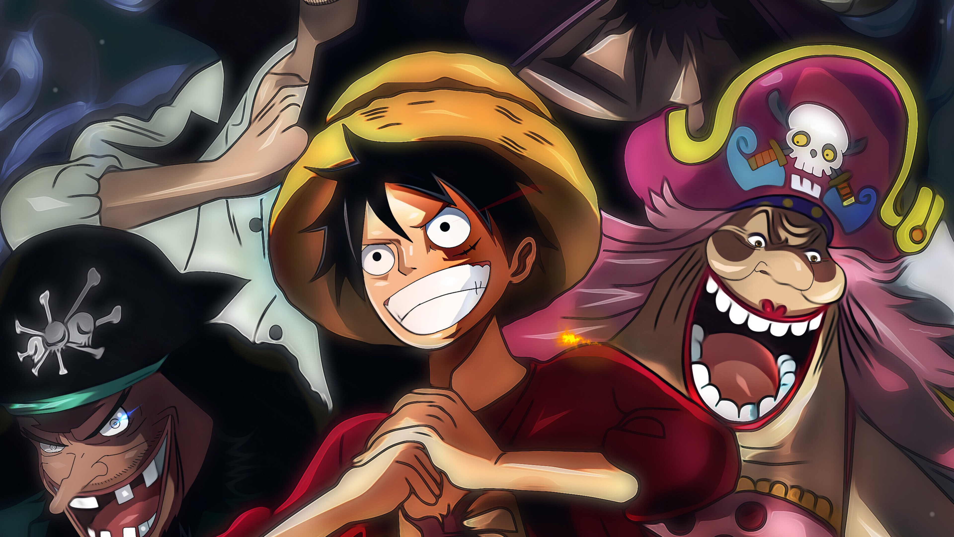 Charlotte Linlin and Marshall D. Teach, Monkey D. Luffy Wallpaper, 3840x2160 4K Desktop