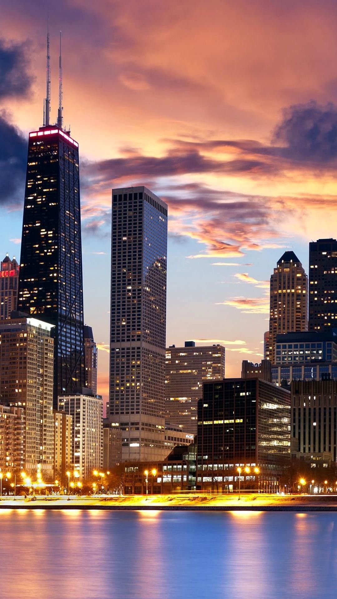 Chicago Skyline, Travels, City iPhone wallpapers, 1080x1920 Full HD Phone