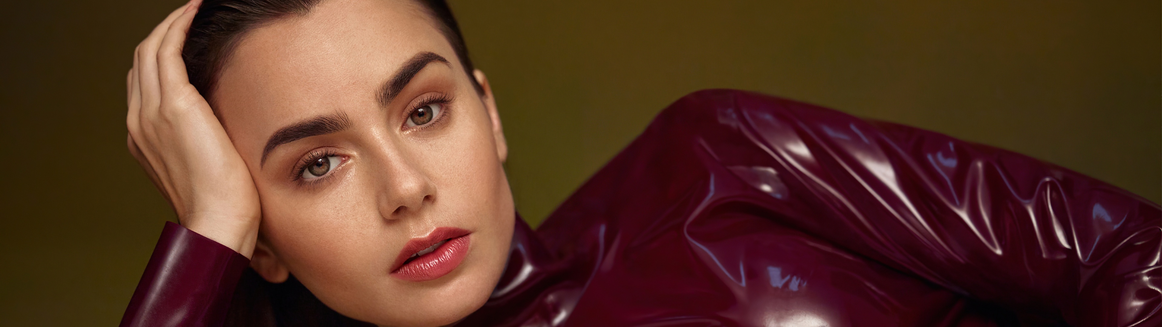 Lily Collins, Wallpaper 4K, American Actress, 3840x1080 Dual Screen Desktop