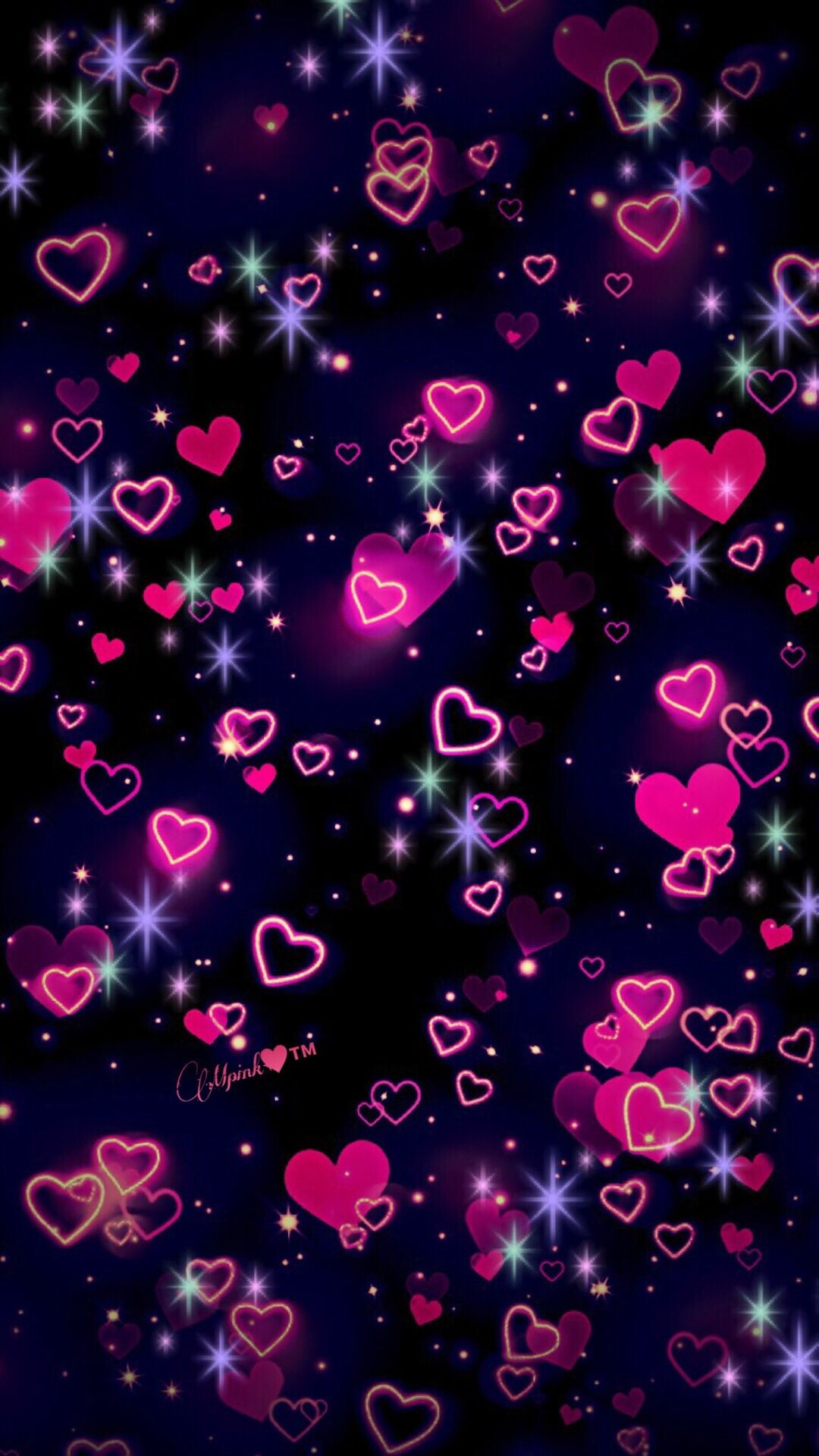 Falling hearts wallpaper, Galaxy sparkle, Heart-shaped bokeh, Glittery background, 1080x1920 Full HD Phone