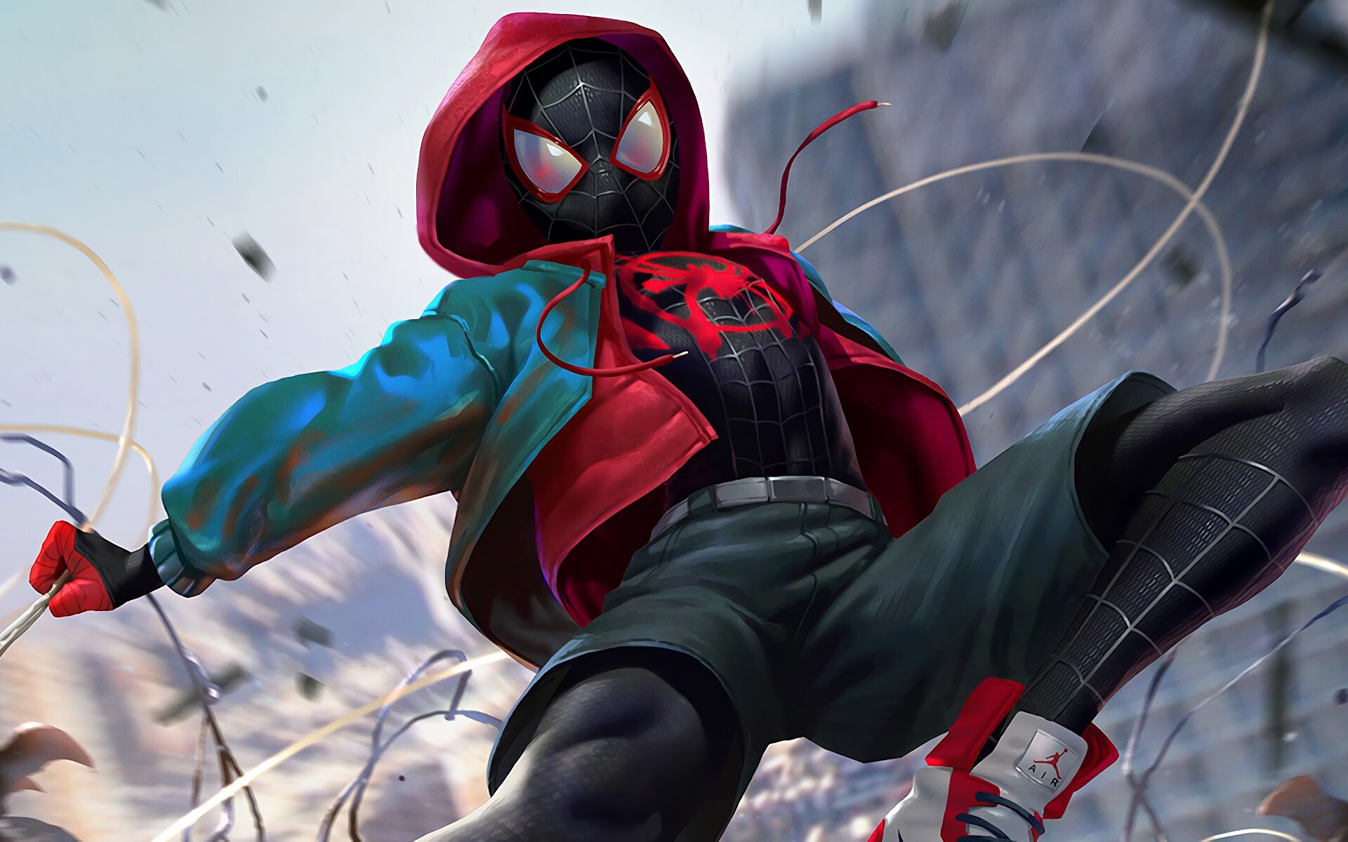 Miles Morales Spider-Man: Into the Spider-Verse, PC desktop 4K wallpaper, Powerful and iconic, Action-packed scenes, 1920x1200 HD Desktop