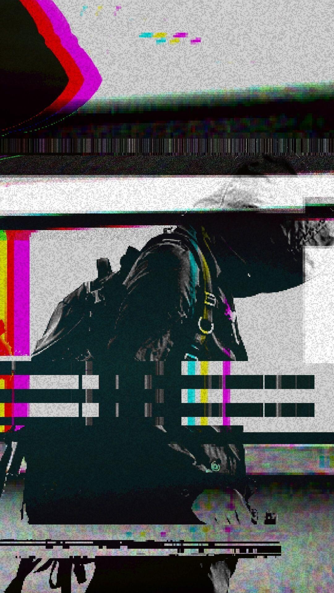 Glitch aesthetic, Digital distortion, Abstract chaos, Experimental visuals, 1080x1920 Full HD Phone