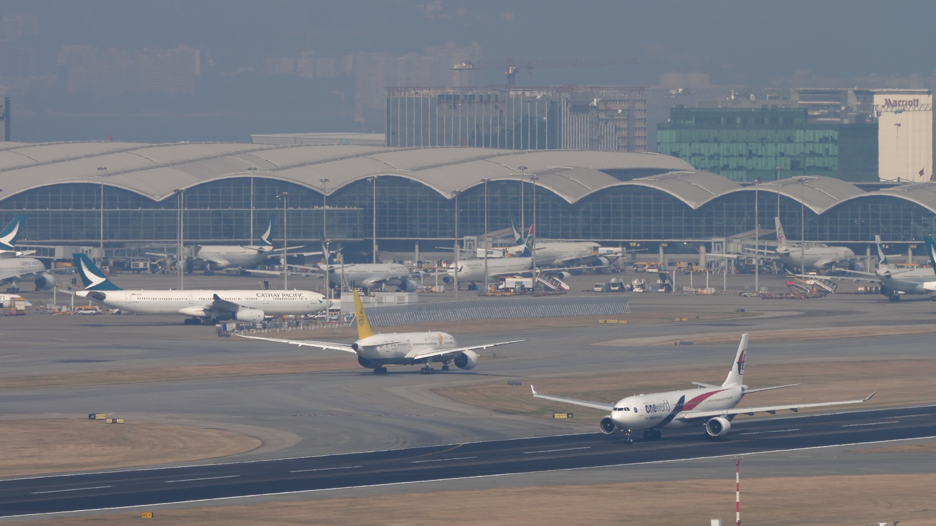 Malaysia Airlines, Airbus A330 departure, Hong Kong travel, Video footage, 3840x2160 4K Desktop