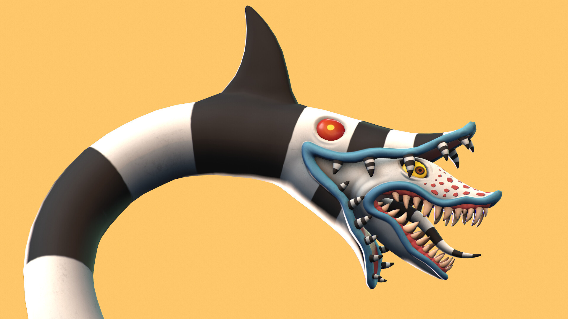 Beetlejuice cartoon, Striking sandworm, Artistic interpretation, Mythical creature, 1920x1080 Full HD Desktop