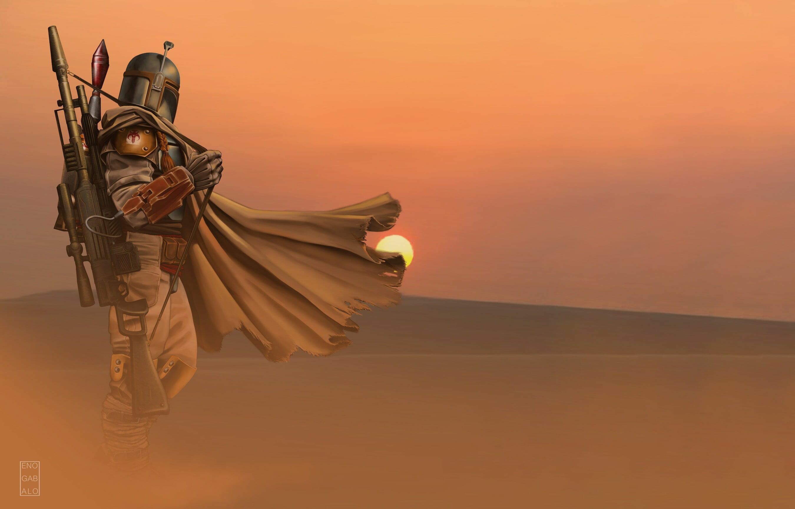 Star Wars artwork, Boba Fett 2K wallpaper, Visual masterpiece, Artistic interpretation, 2700x1730 HD Desktop