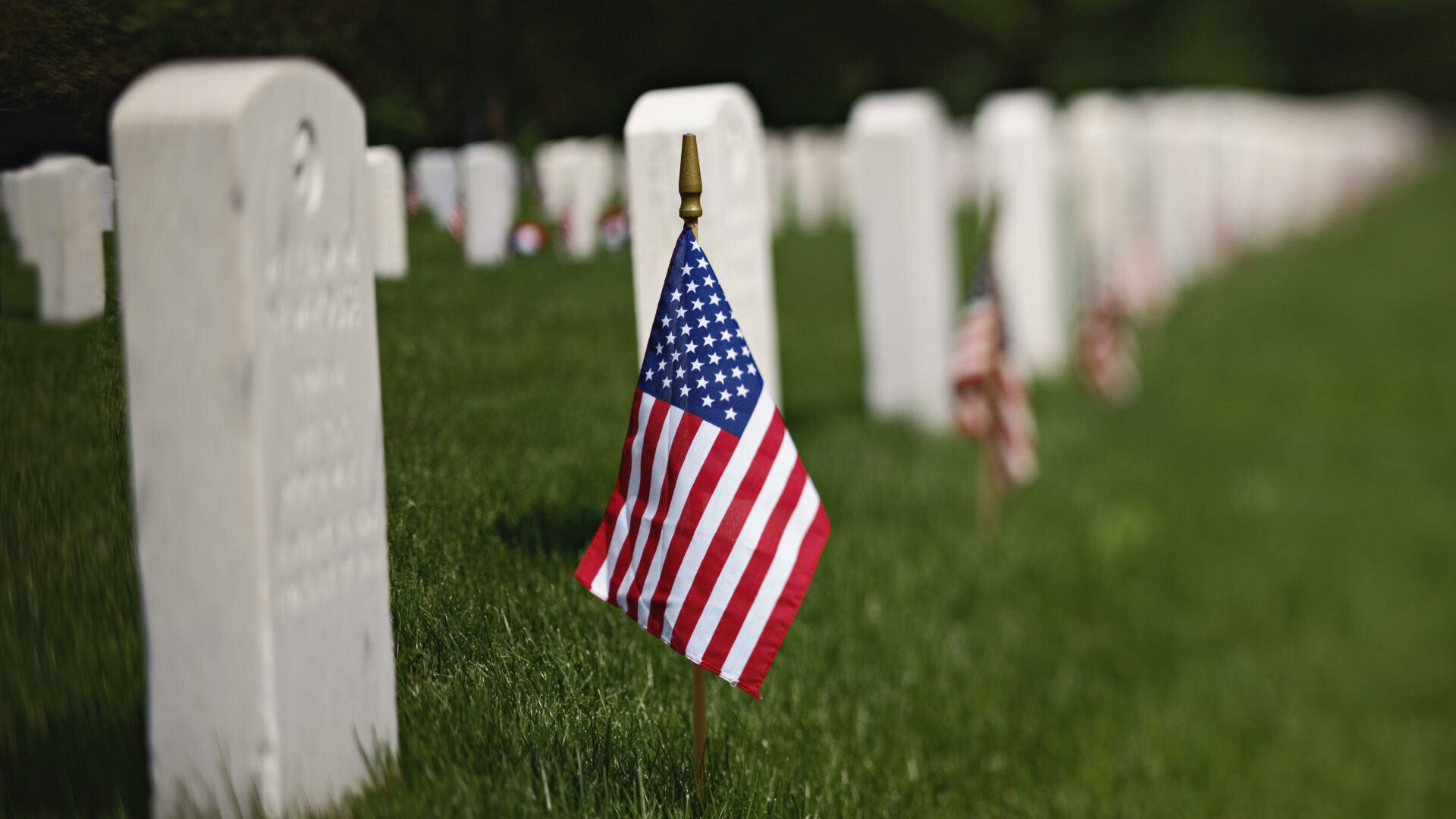 USA flag, Grass and flag, Cemetery, Memorial Day tribute, 1920x1080 Full HD Desktop