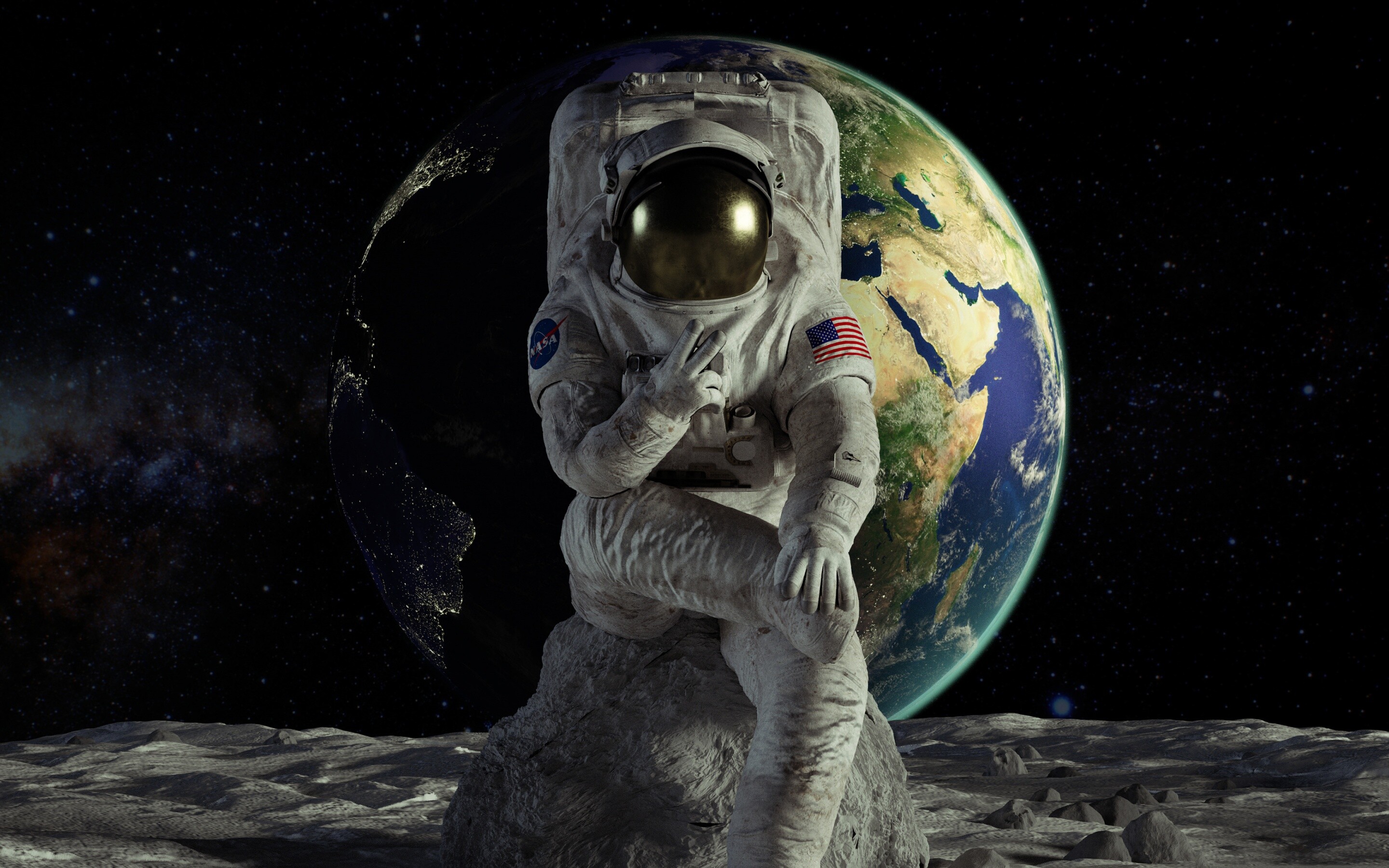 Man on the Moon, Astronauts Wallpaper, 2880x1800 HD Desktop