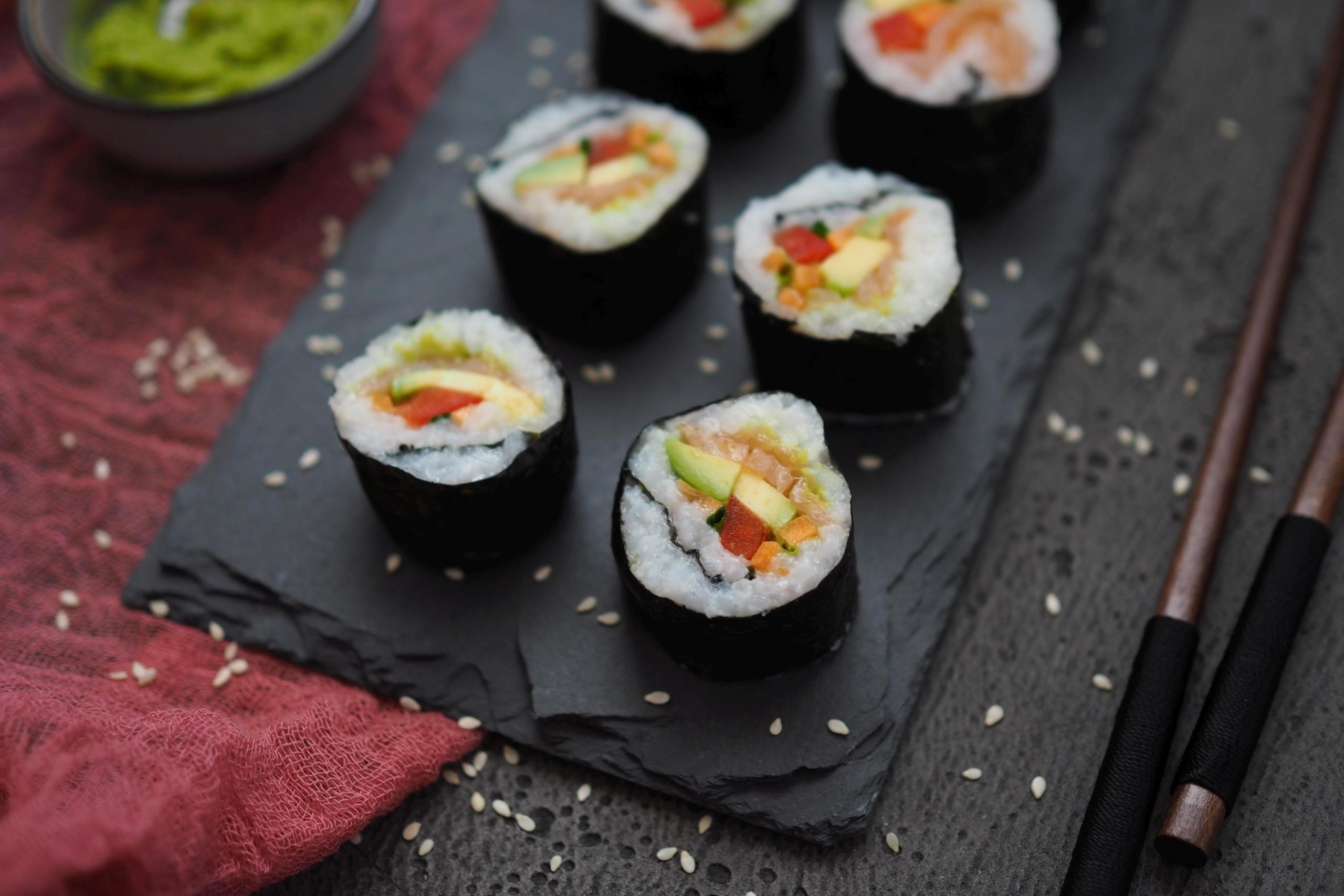 Sushi, Homemade maki sushi, Delicious rolls, Asian cuisine, 2560x1710 HD Desktop