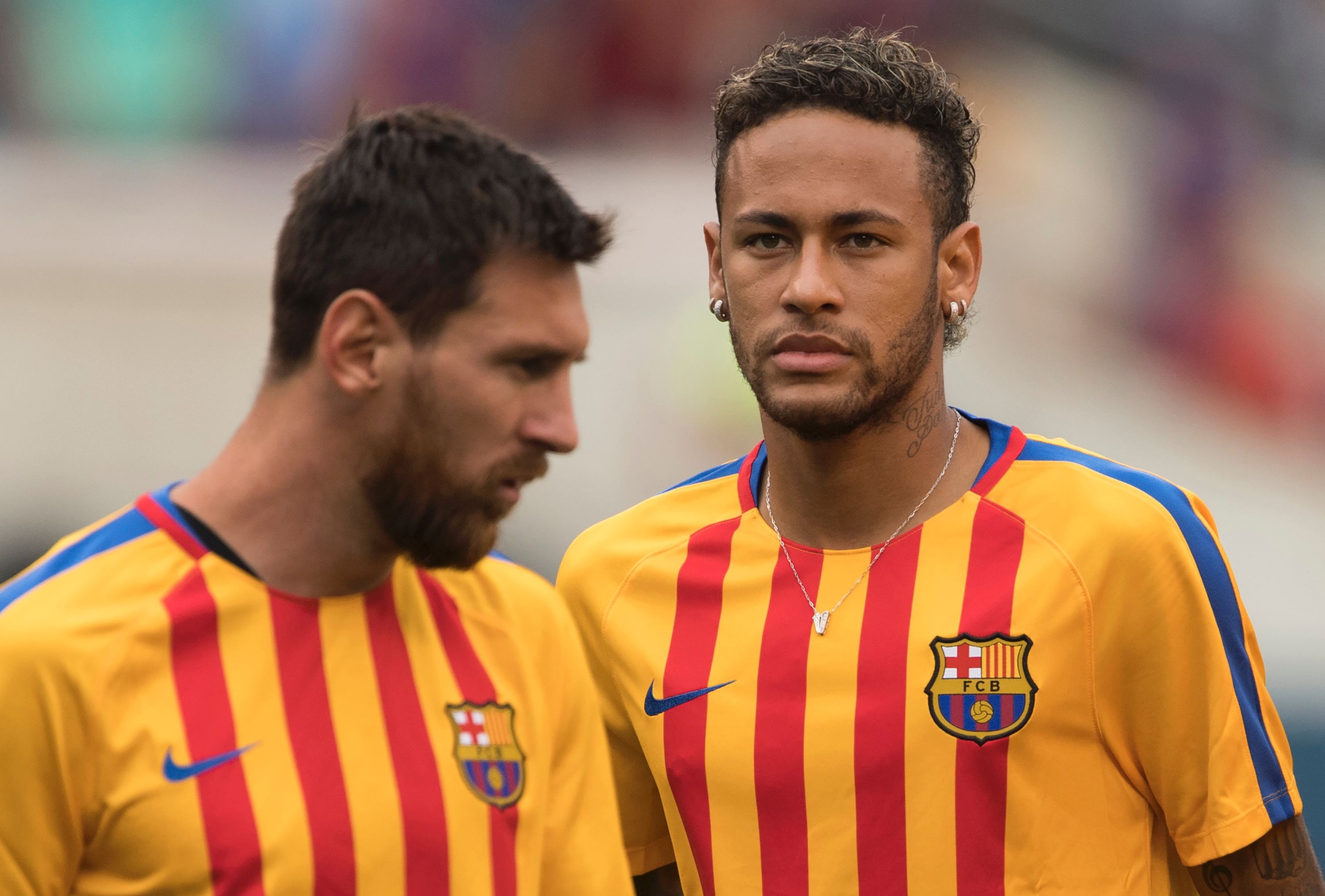Neymar Jr., Lionel Messi, FC Barcelona Senyera jersey, HD Desktop wallpaper