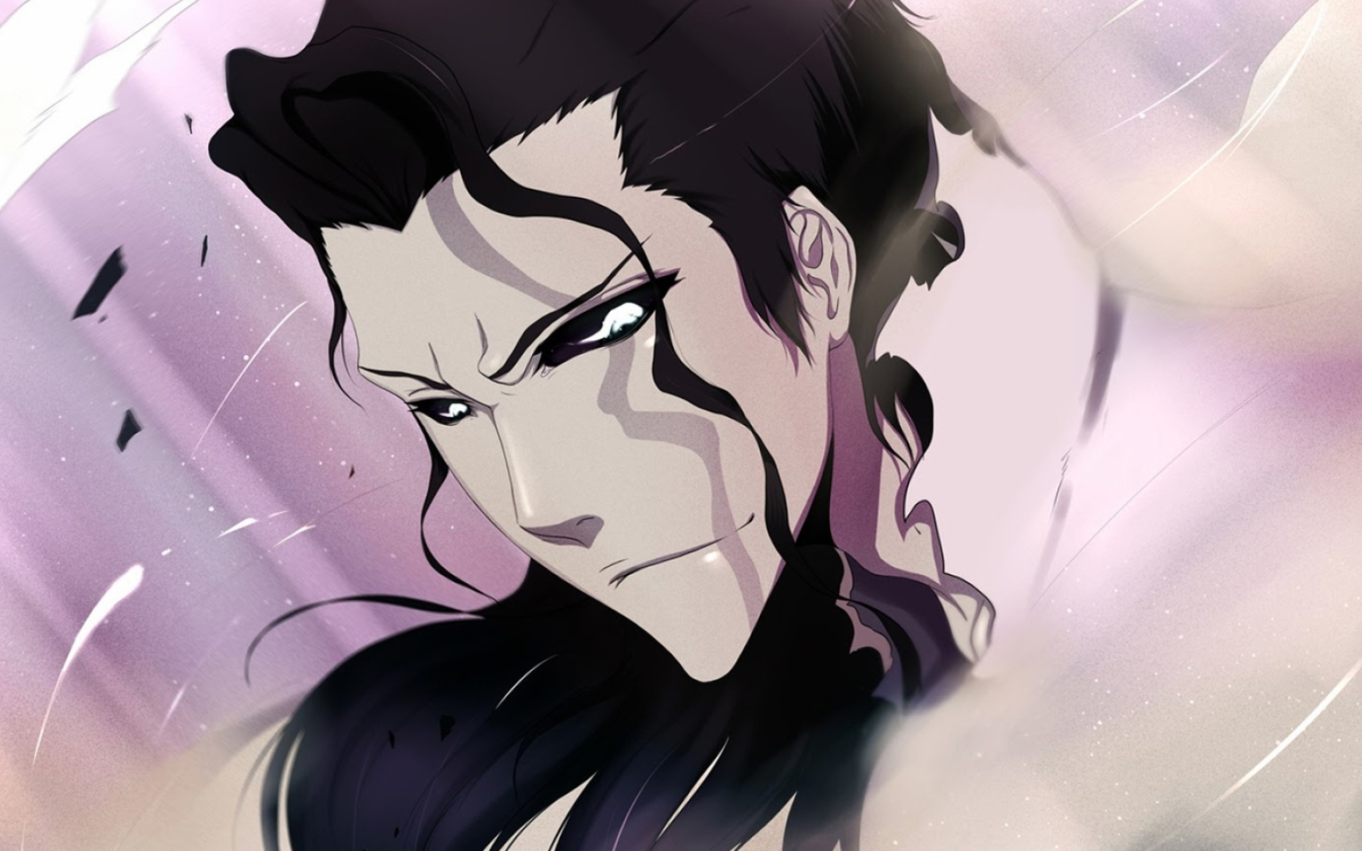 Sosuke Aizen, Hogyoku fusion form, purple Reiatsu glow, HD Desktop wallpaper
