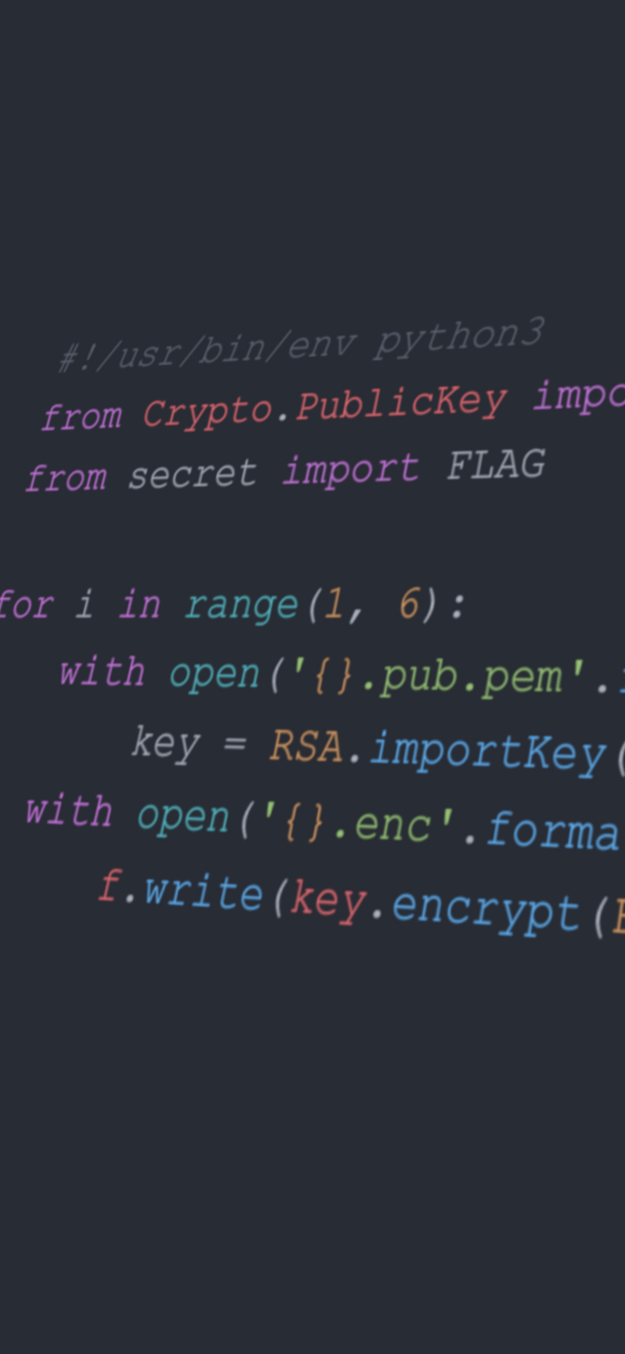 Python RSA encryption script, from secret import FLAG, dark theme code editor, HD Phone wallpaper