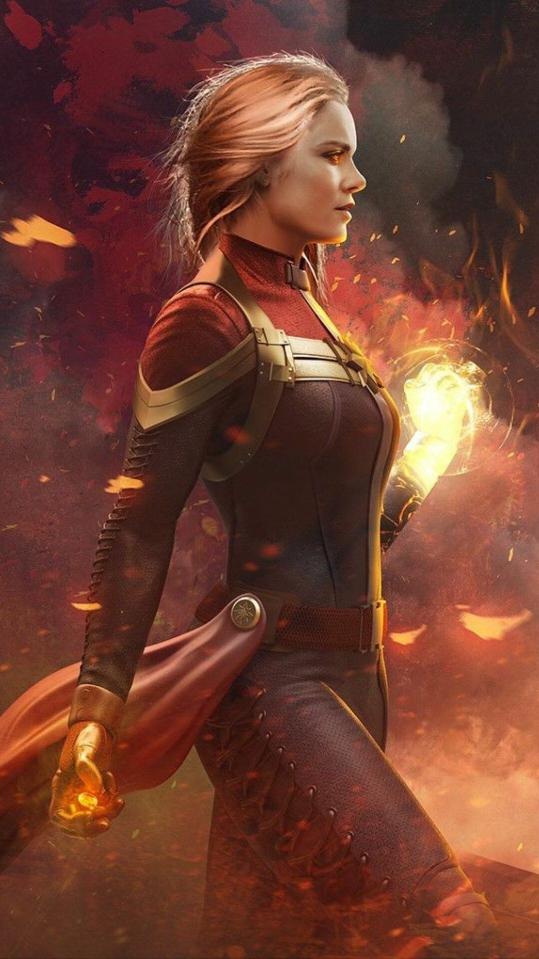 Ms. Marvel, Comics superheroine, Captain Marvel, 3D wallpapers, 1080x1920 Full HD Phone