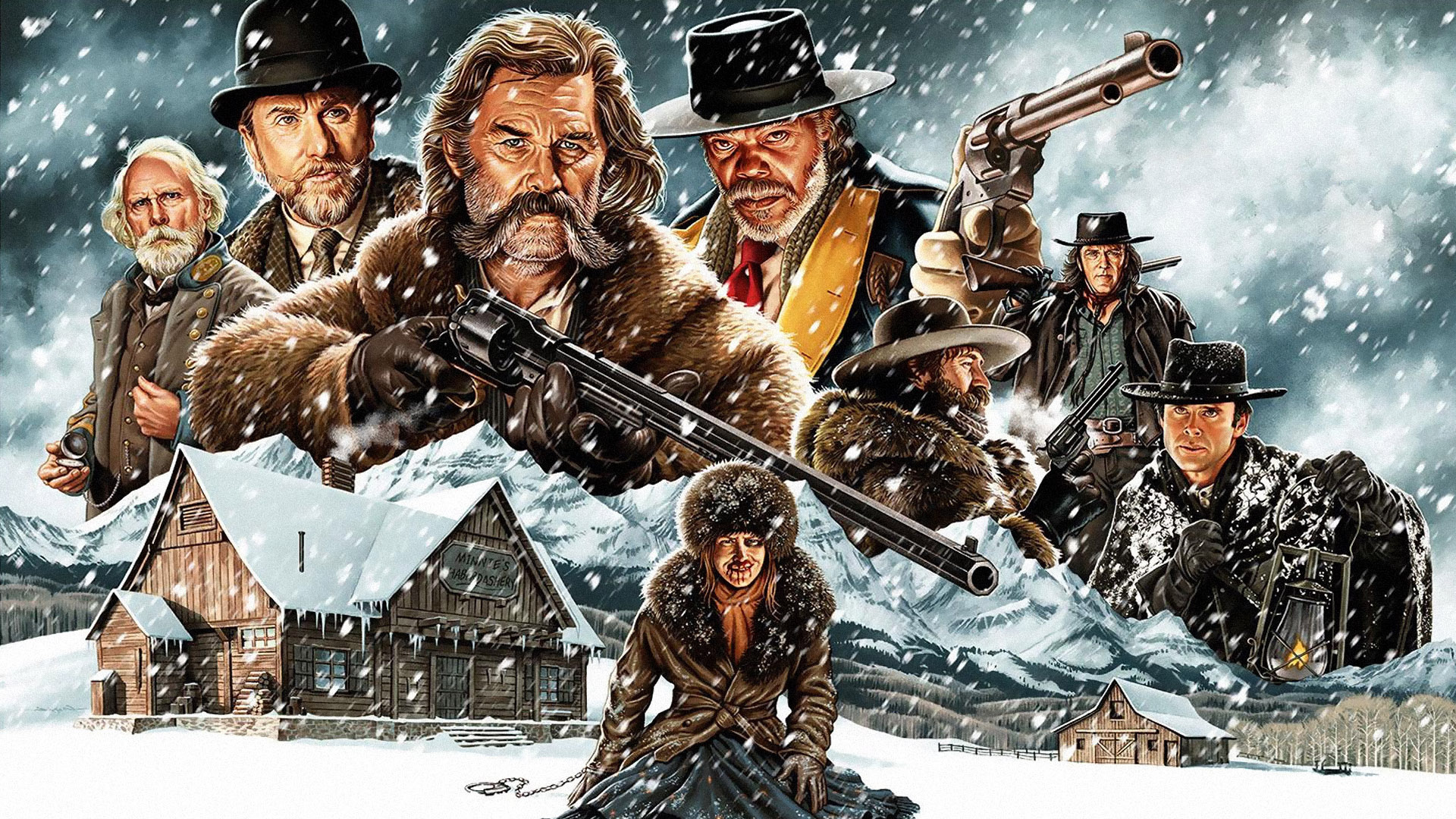 The Hateful Eight, Quentin Tarantino, Ensemble cast, Western, 1920x1080 Full HD Desktop