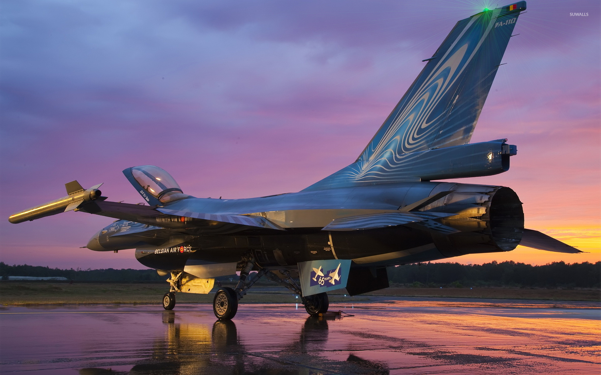 F-16 Fighting Falcon, Wet airport track, Aircraft wallpaper, 1920x1200 HD Desktop