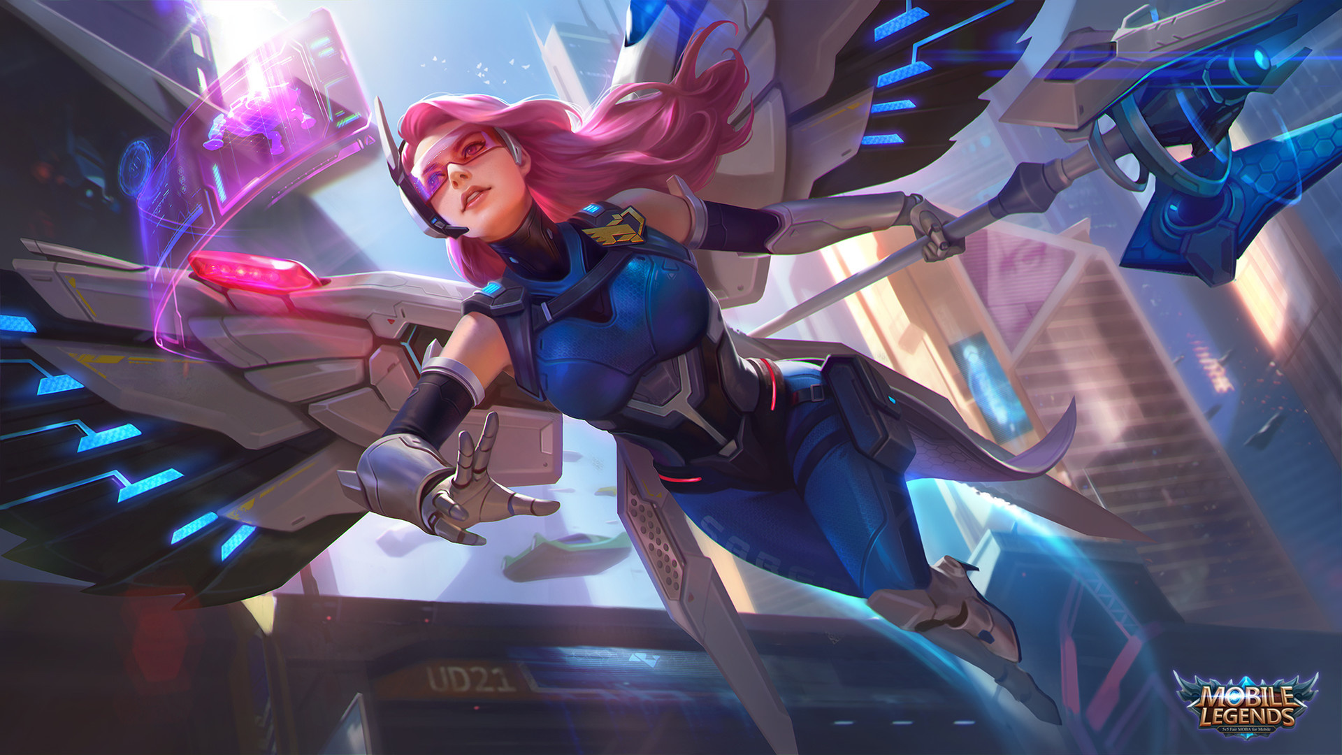 Rafaela S.A.B.E.R. Savior, Mobile Legends: Bang Bang, mechanical cybernetic wings, Full HD Desktop wallpaper