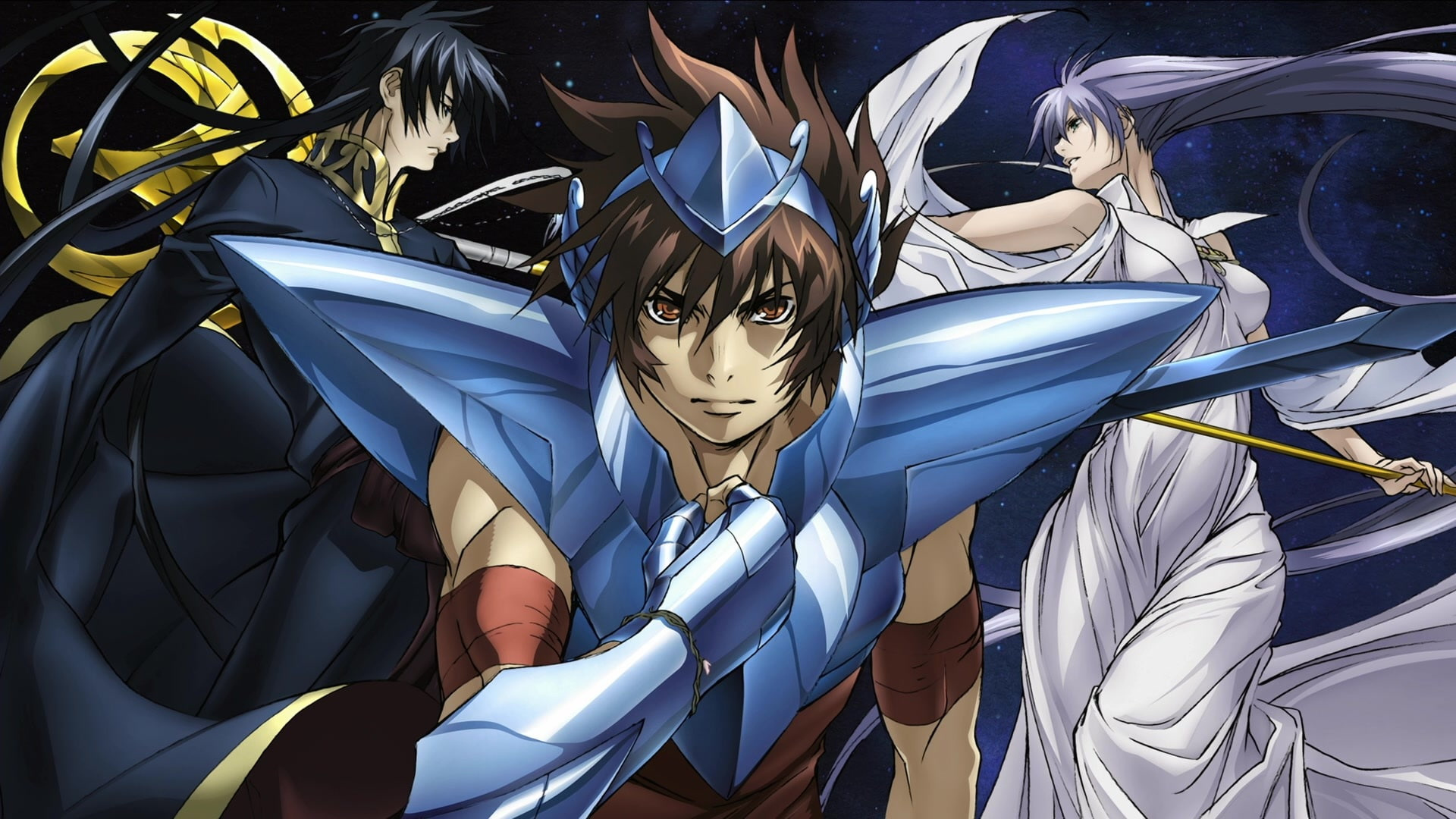 Pegasus Tenma, Alone Hades, Sasha Athena, Saint Seiya The Lost Canvas, Full HD Desktop wallpaper