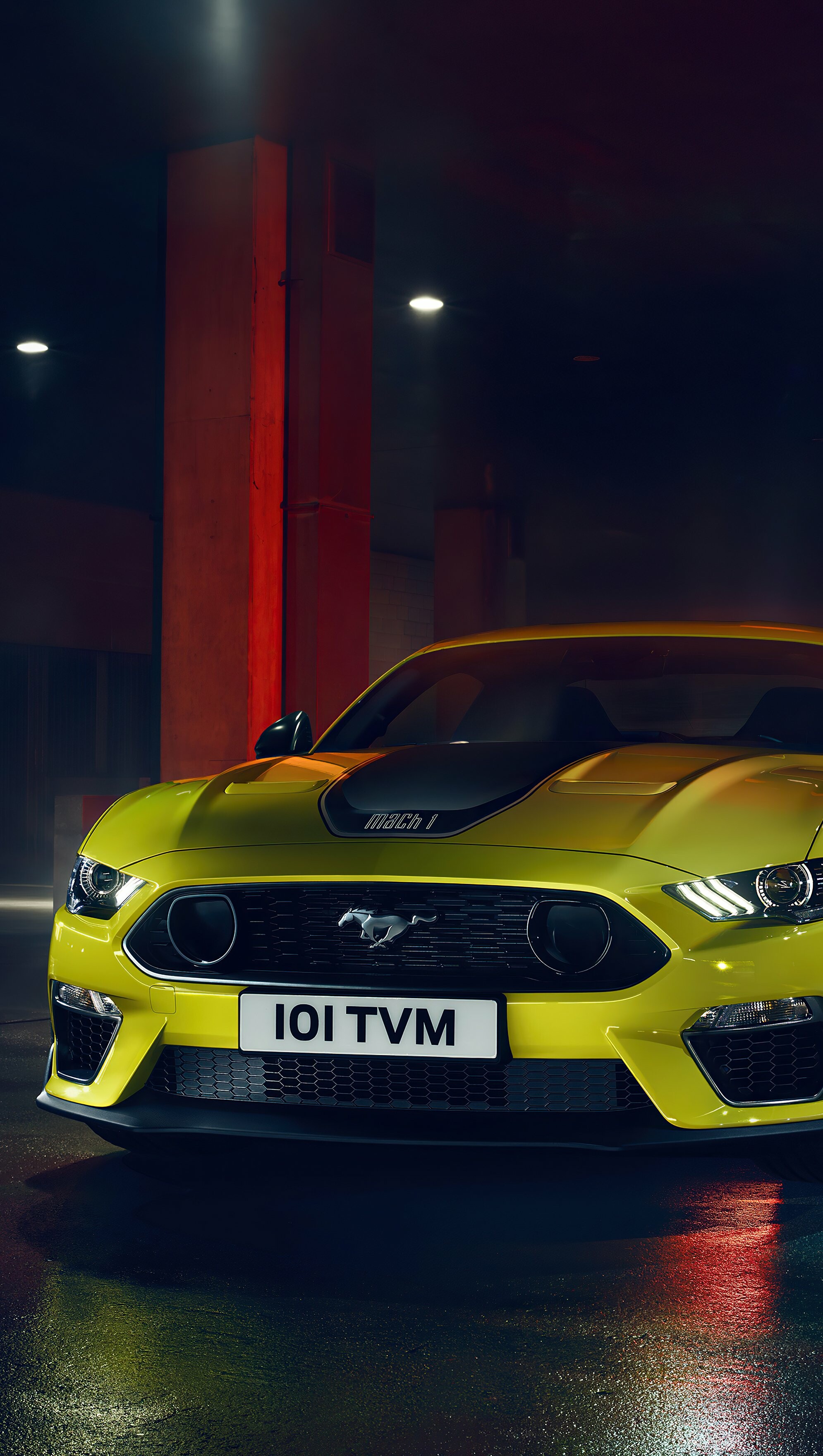 Ford Mustang yellow wallpaper, Eye-catching color, High-resolution detail, Sports car charm, 1990x3520 HD Phone