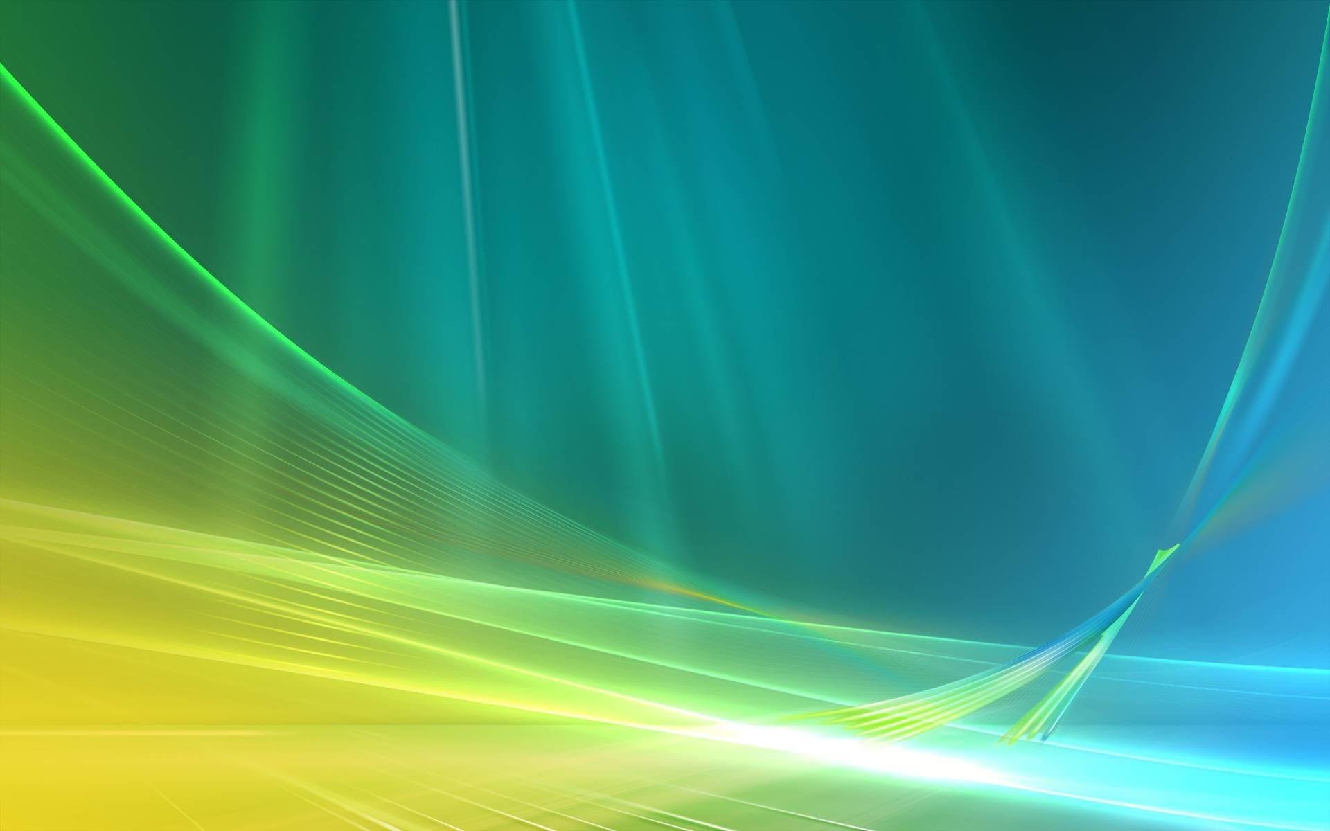 Windows Vista Aurora, luminous curving ribbons, teal and yellow gradient, HD Desktop wallpaper