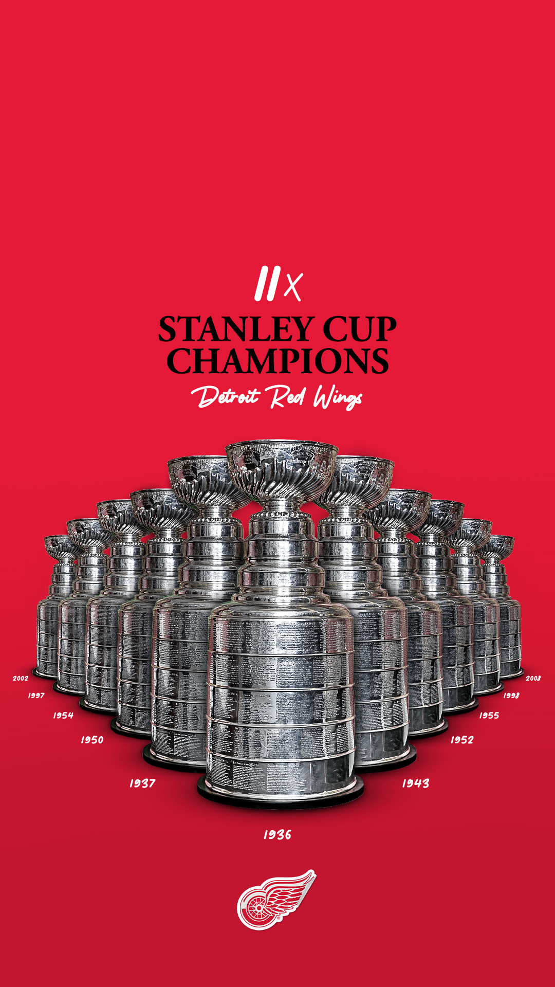 Stanley Cup trophies, Detroit Red Wings Wallpaper, 1080x1920 Full HD Phone