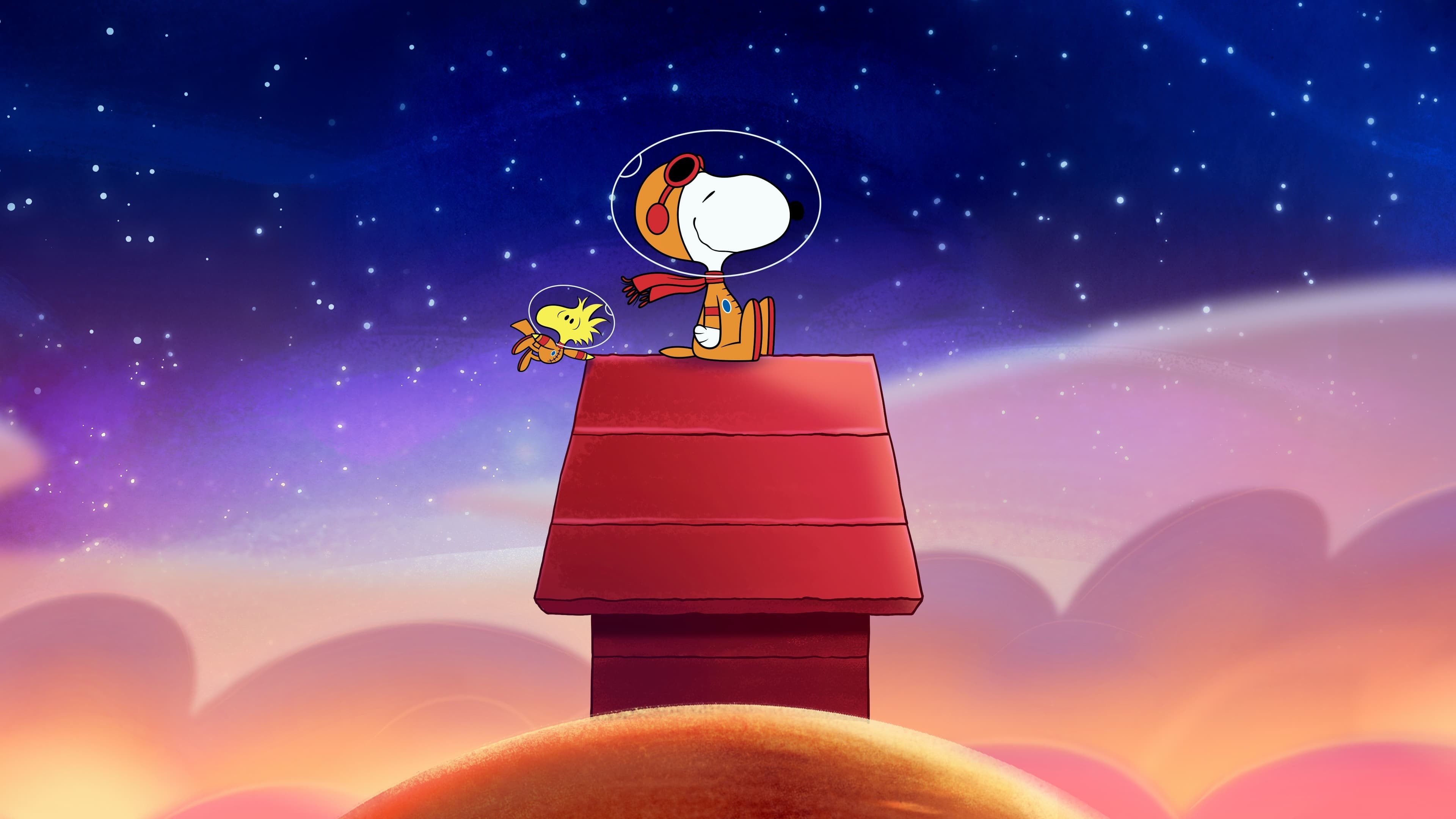 Astronaut Snoopy, Astronaut Woodstock, Snoopy's red doghouse, 4K Desktop wallpaper