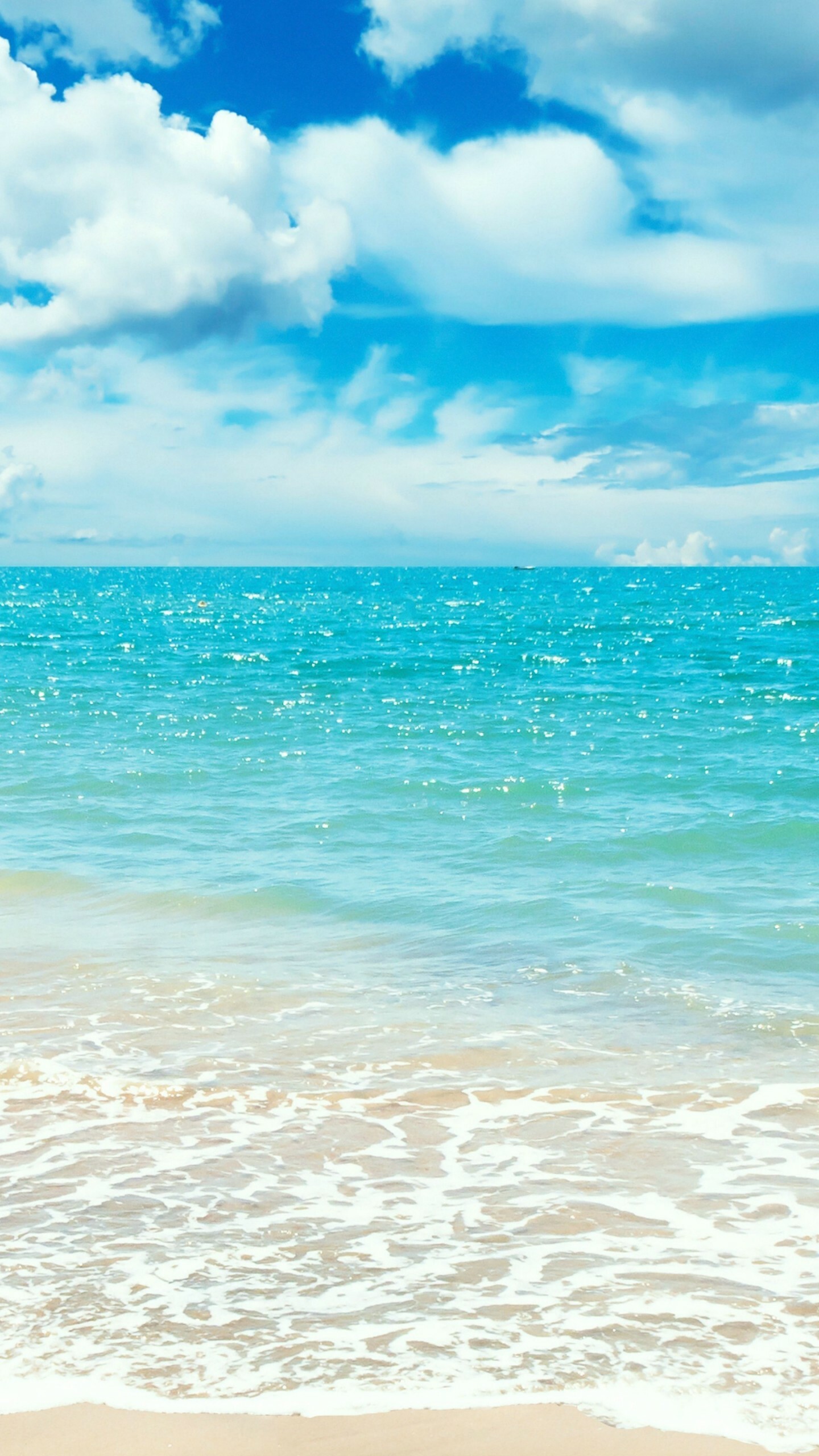 Shore beach clouds, Oceanic view, Vibrant sky, Stunning colors, 1440x2560 HD Phone