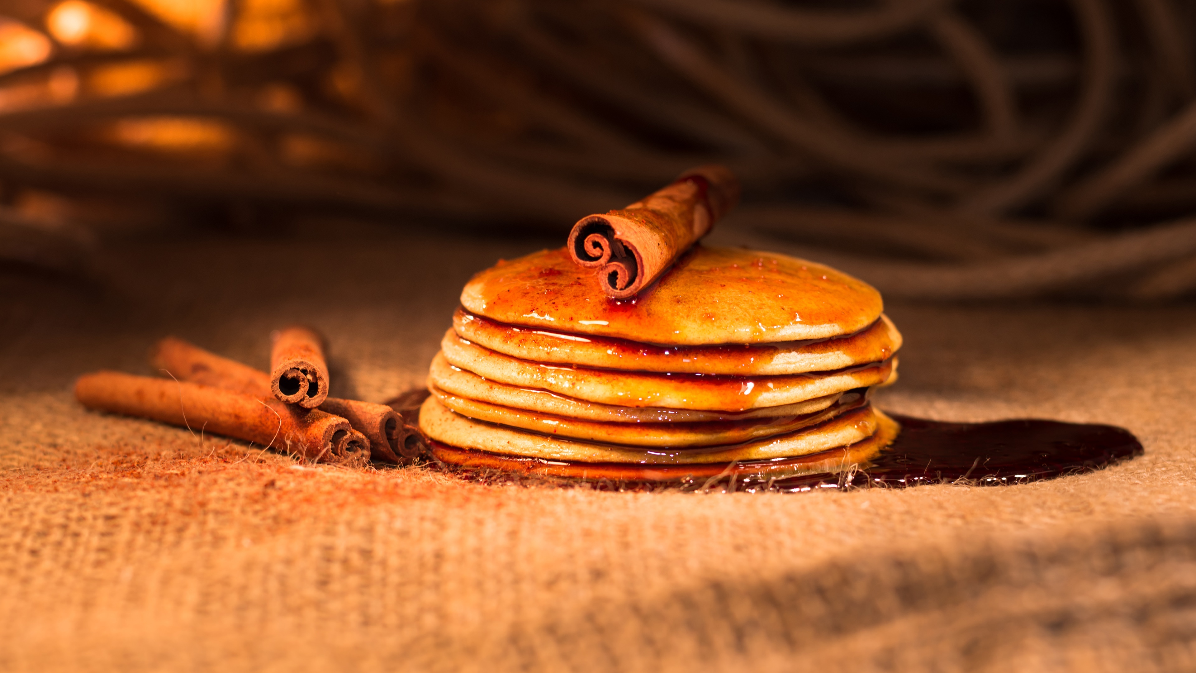 Pankakes, Cinnamon Wallpaper, 3840x2160 4K Desktop