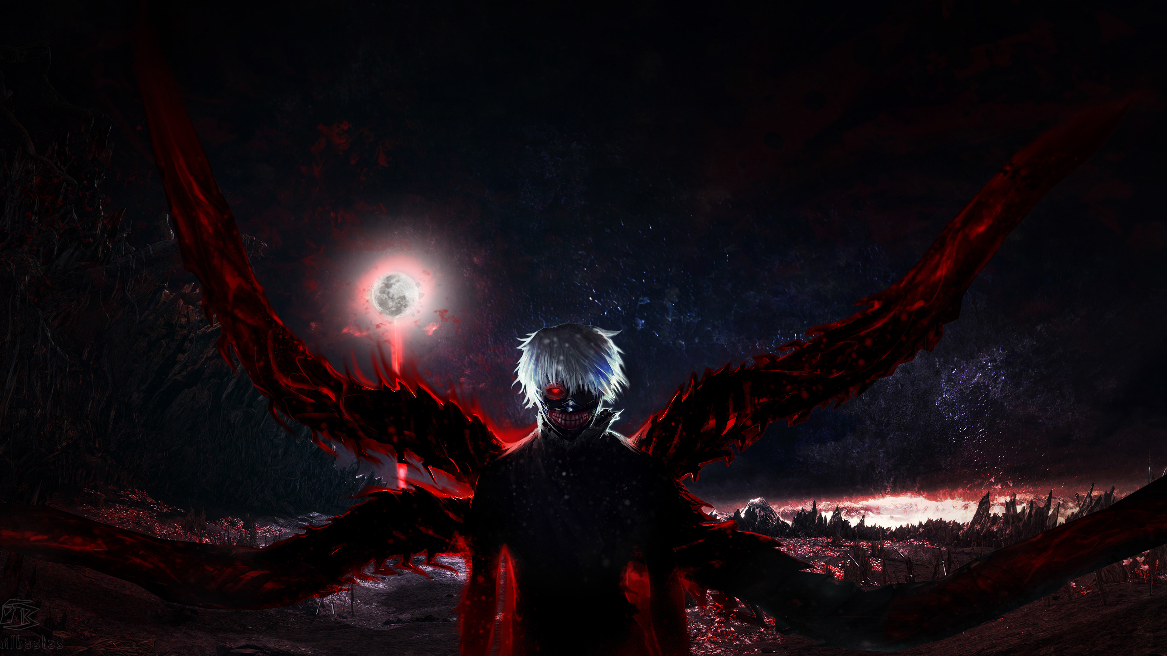 Tokyo Ghoul anime, Ken Kaneki wallpapers, High-definition imagery, Dark fantasy aesthetic, 3840x2160 4K Desktop