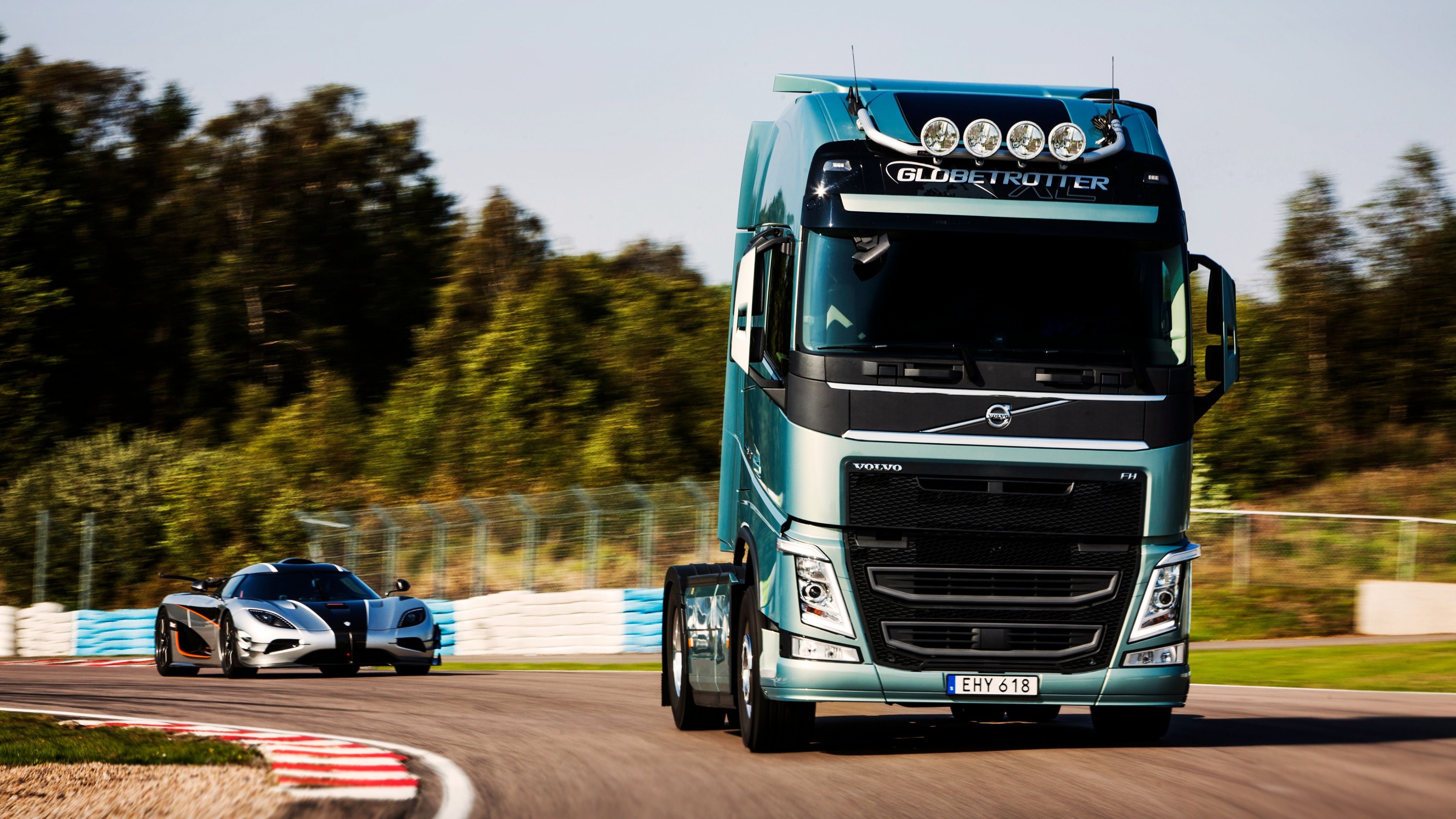 Volvo Truck and Car, Truck wallpapers racing wallpapers, 3840x2160 4K Desktop