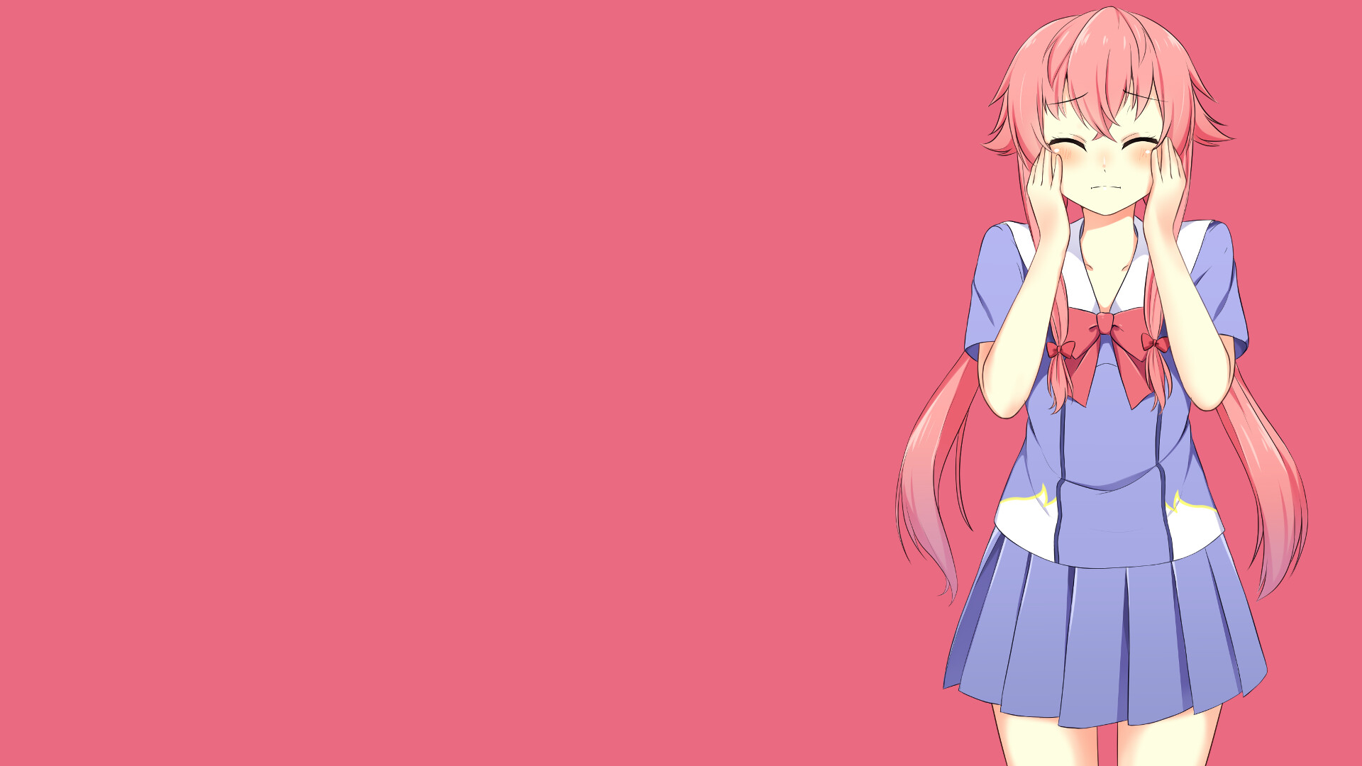 Gasai Yuno, mirai nikki anime, yandere pink wallpaper, resolution, 1920x1080 Full HD Desktop
