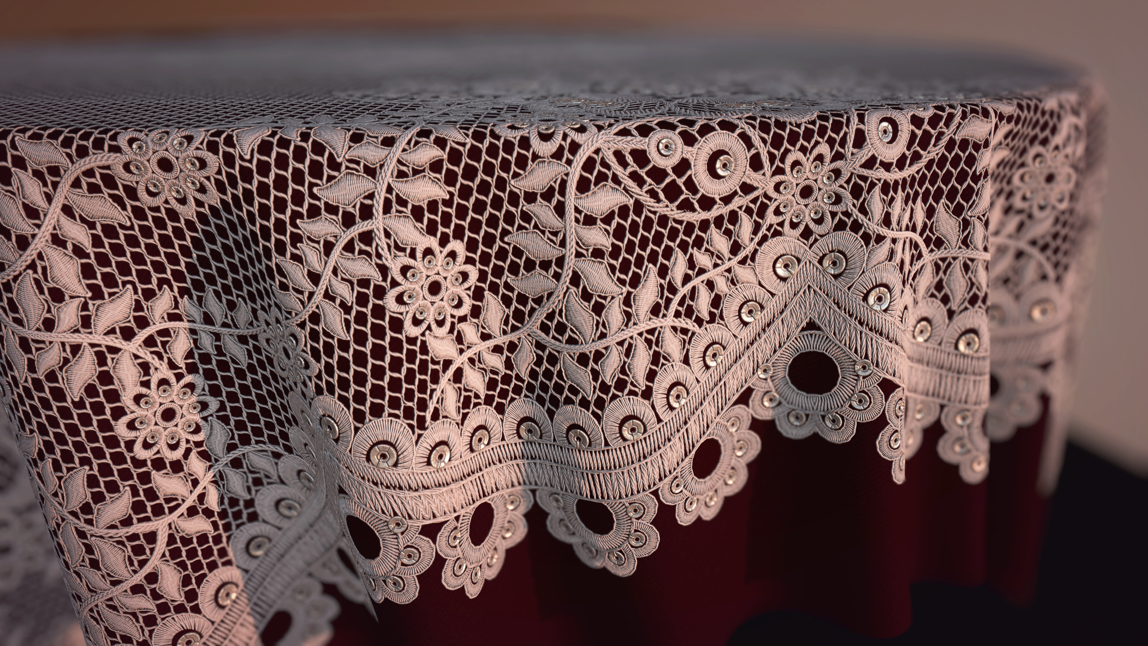 Appliqulace procedural material, Textured fabric, Intricate design, Artistic surface, 3840x2160 4K Desktop