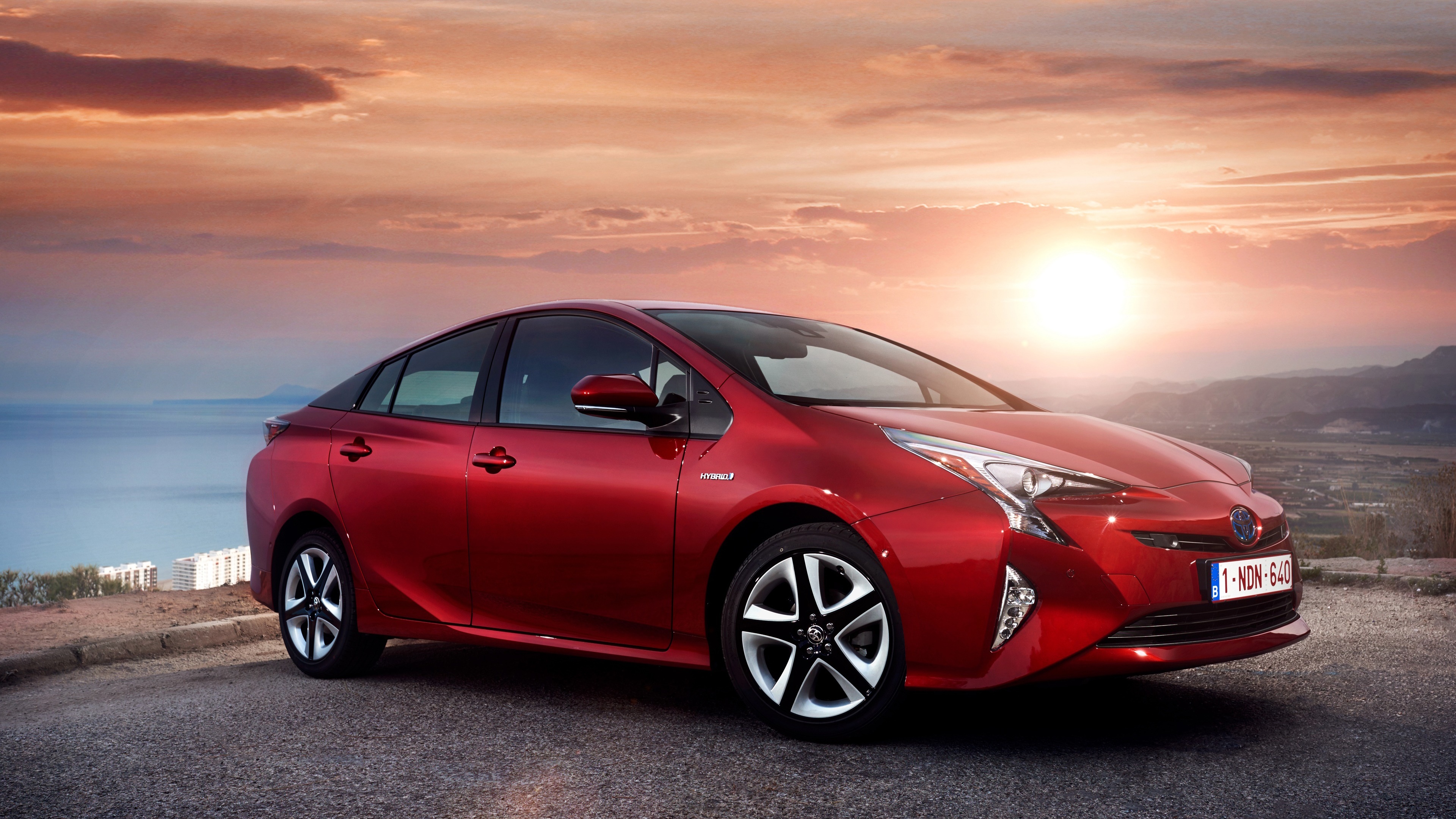 Toyota Prius, Red wallpaper, Backiee, 3840x2160 4K Desktop