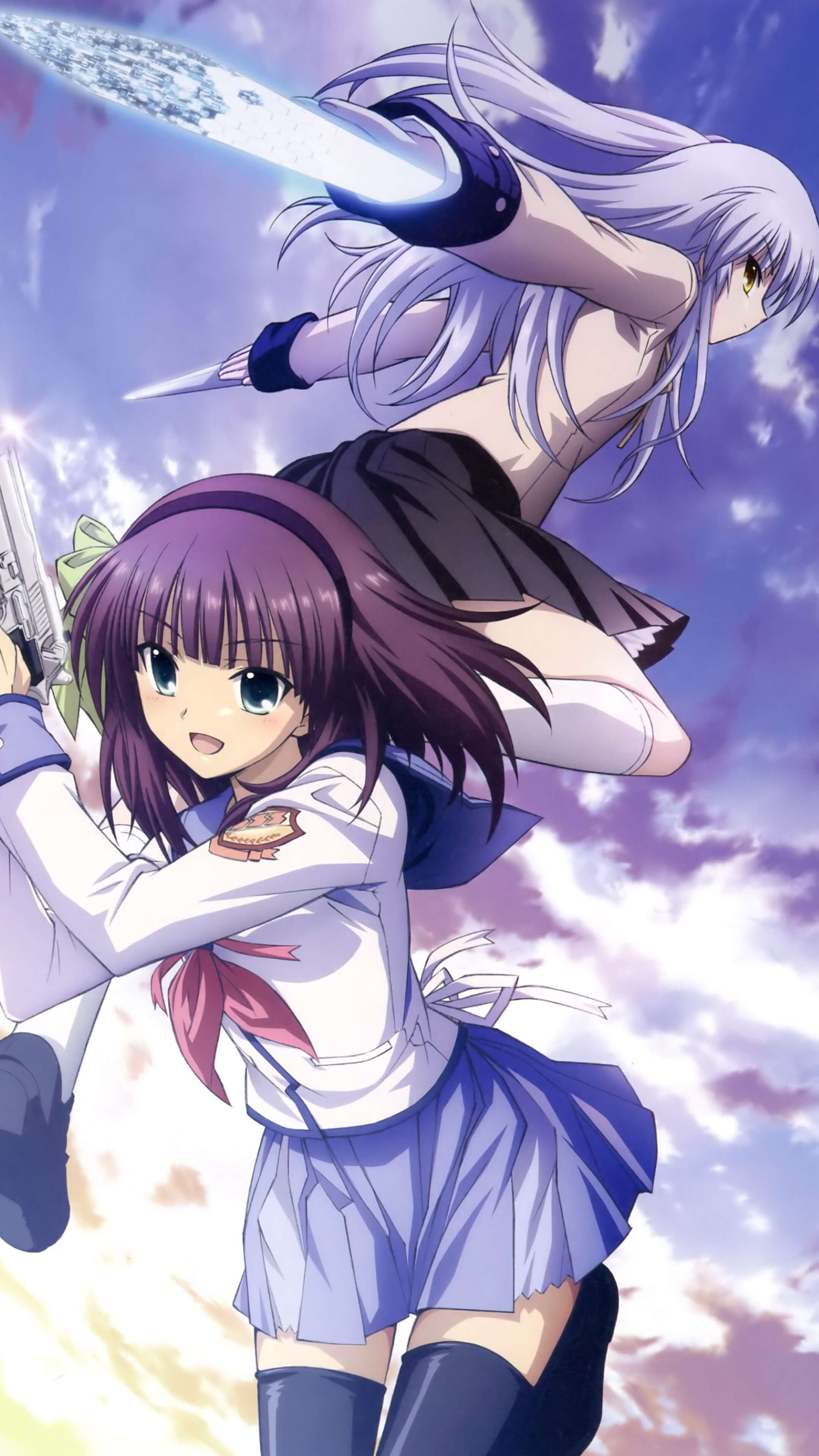 Angel Beats!, Yuri Nakamura, Kanade Tachibana, Kawaii Mobile, 2160x3840 4K Phone