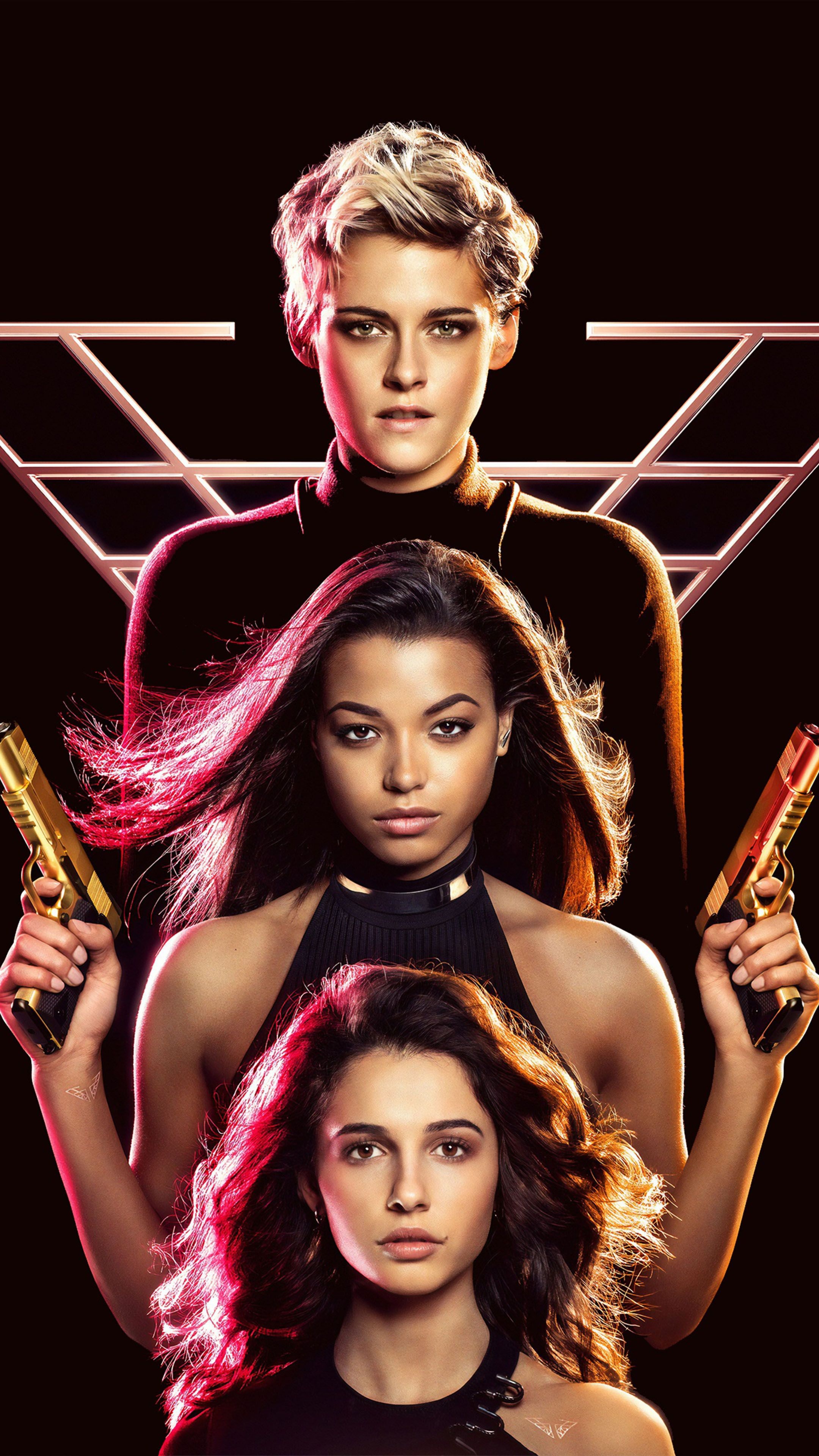 Charlie's Angels, Kristen Stewart, Stylish spy outfits, Iconic franchise, 2160x3840 4K Phone