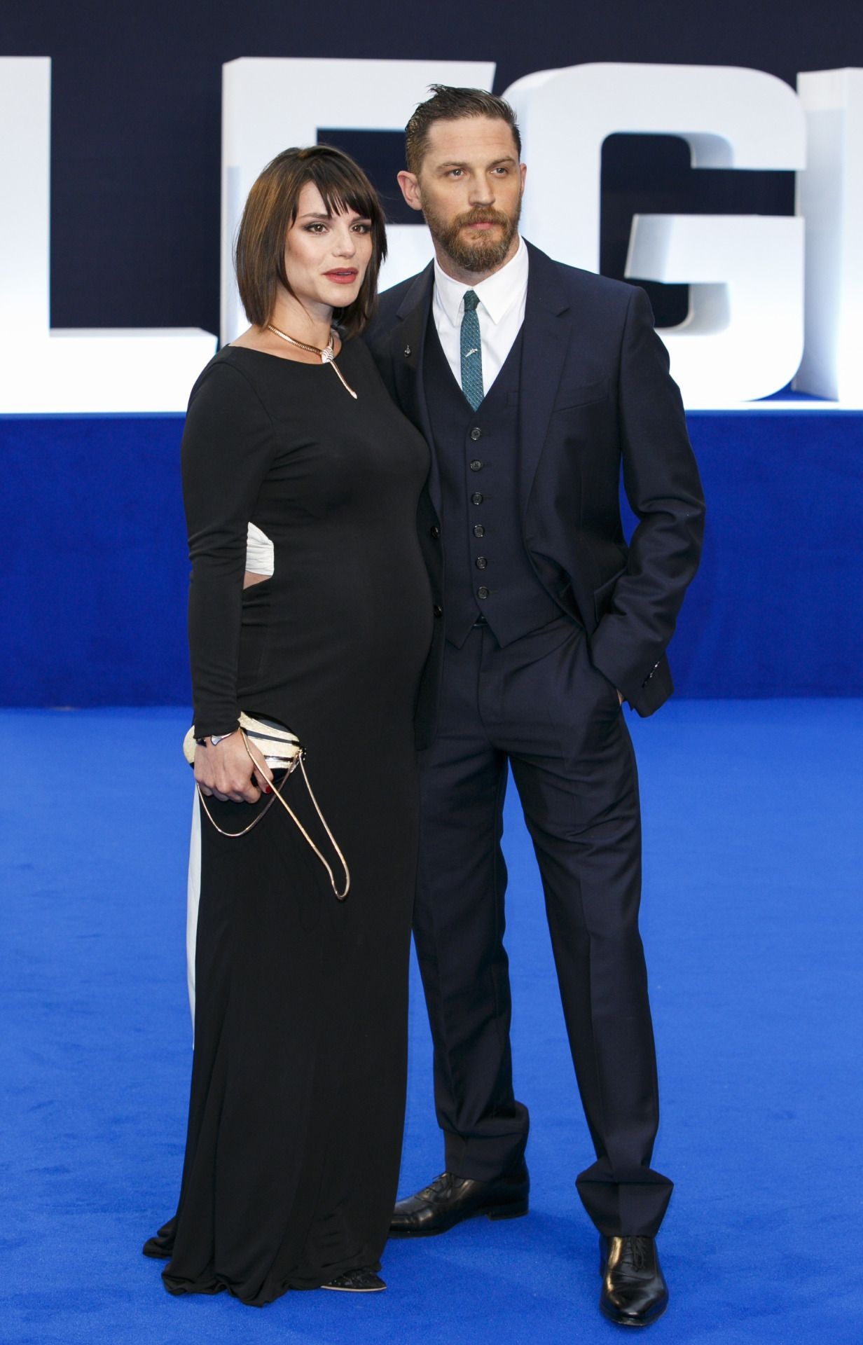 Tom Hardy, Charlotte Riley, blue carpet, Legend premiere, 1240x1920 HD Phone