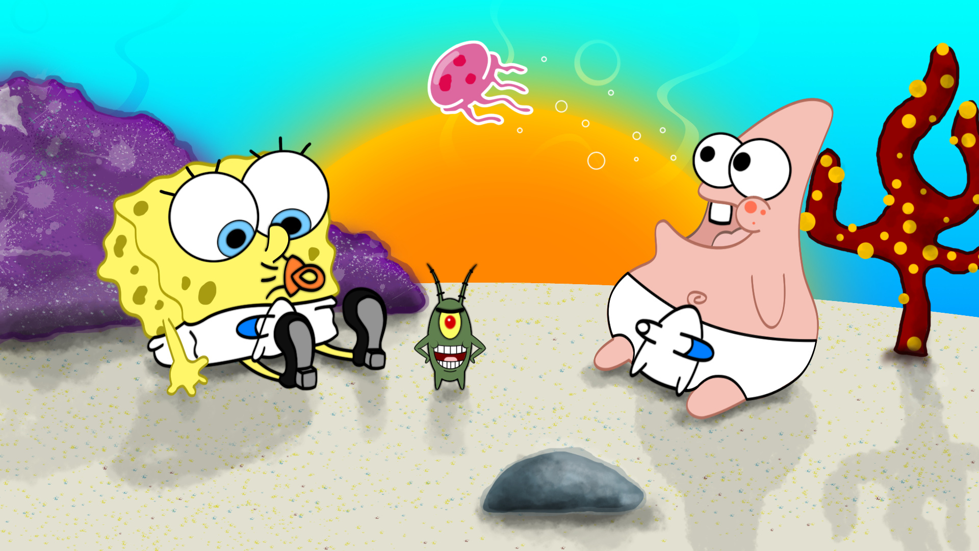 Baby SpongeBob, Top free wallpapers, Animation, Backgrounds, 1920x1080 Full HD Desktop