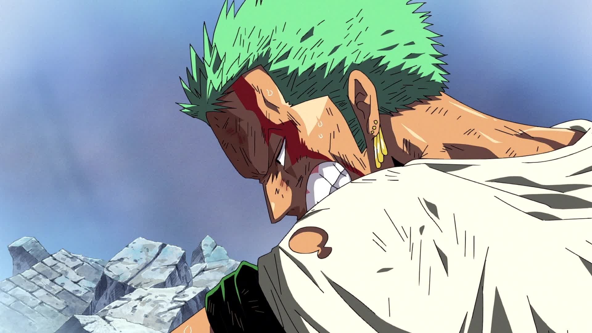 Roronoa Zoro, One Piece anime, stone ruins, Full HD Desktop wallpaper