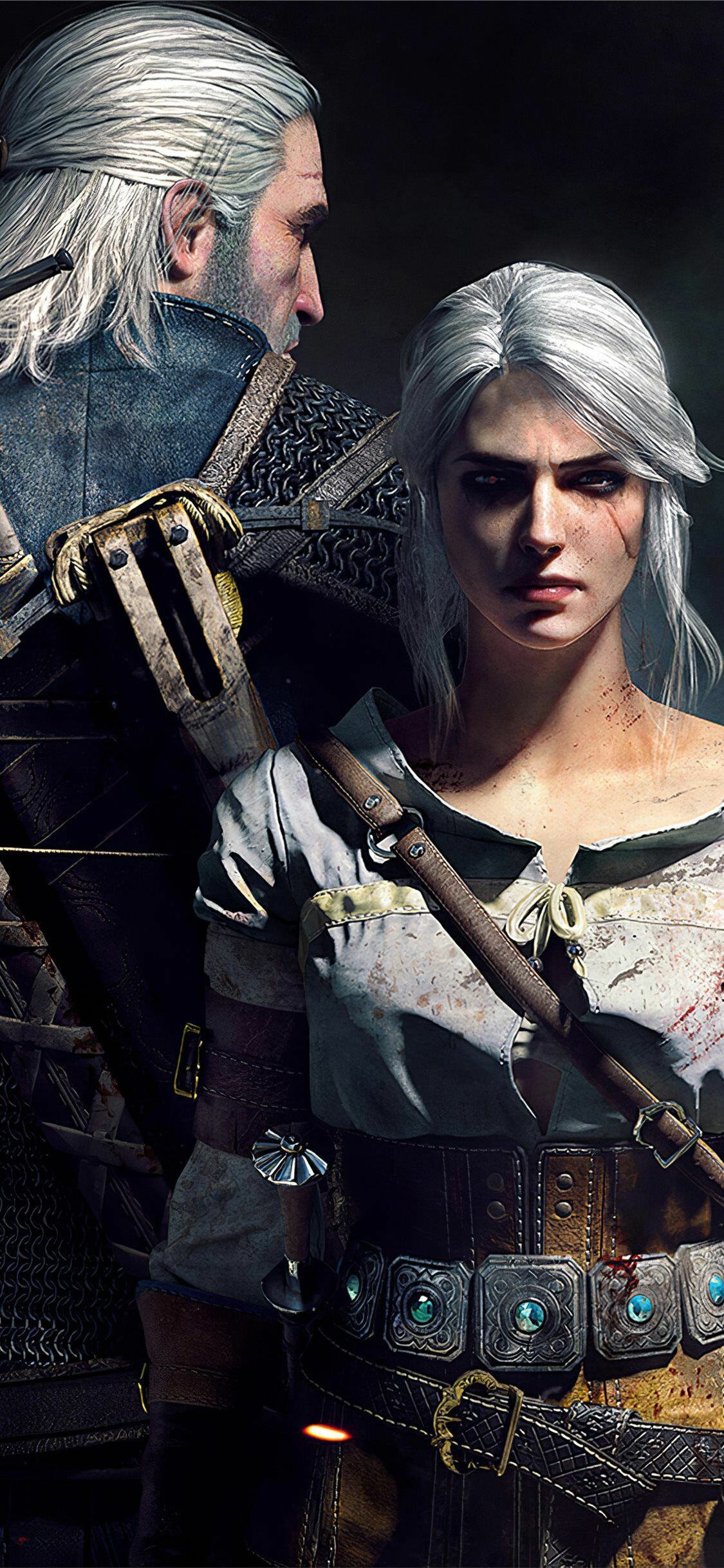 Ciri and Geralt, The Witcher Wallpaper, 1130x2440 HD Phone