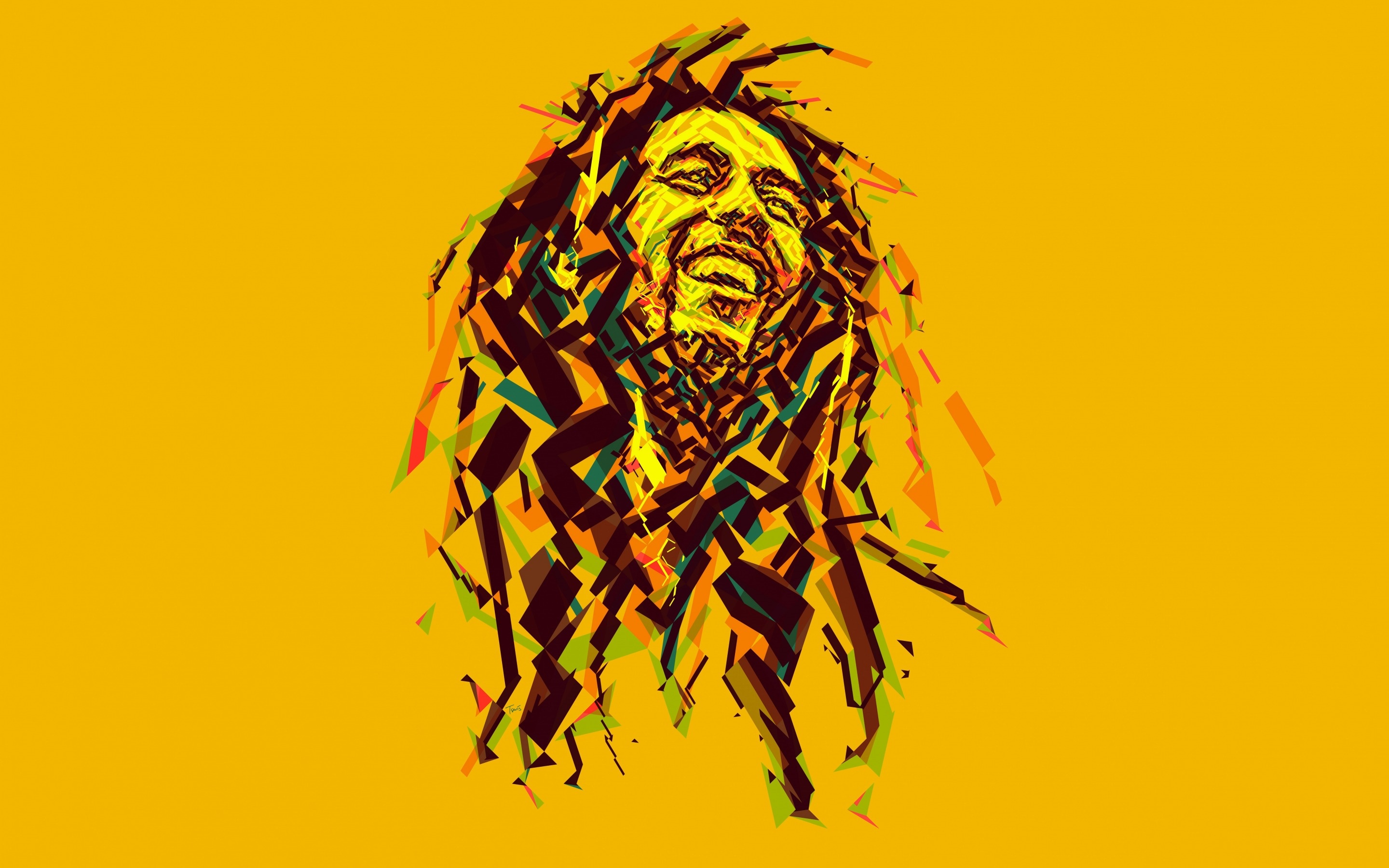 Bob Marley, Artistic masterpiece, Jamaican musician, Low poly design, 2880x1800 HD Desktop