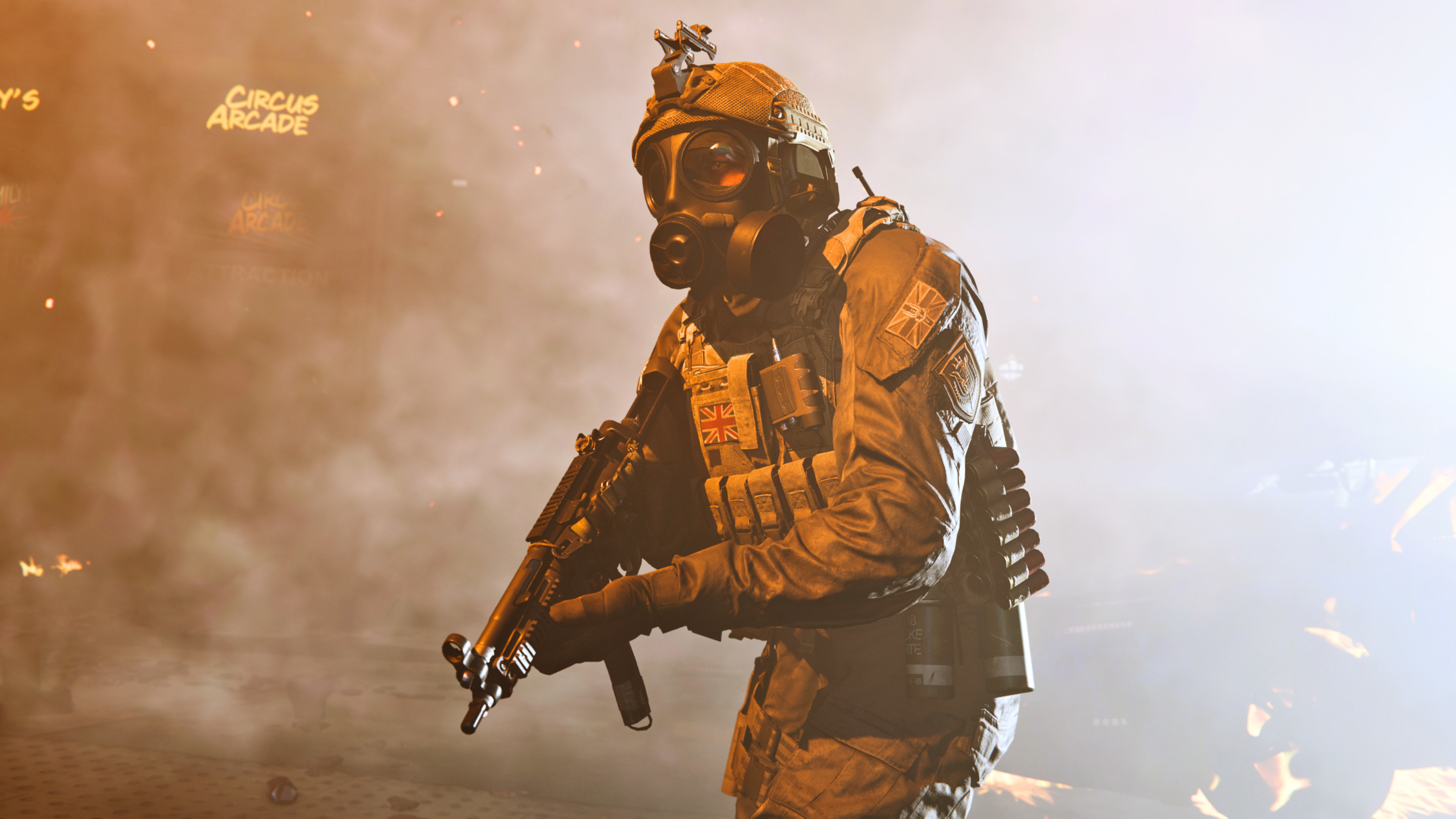 British SAS operator, Heckler & Koch MP5, Piccadilly Circus Arcade, 4K Desktop wallpaper